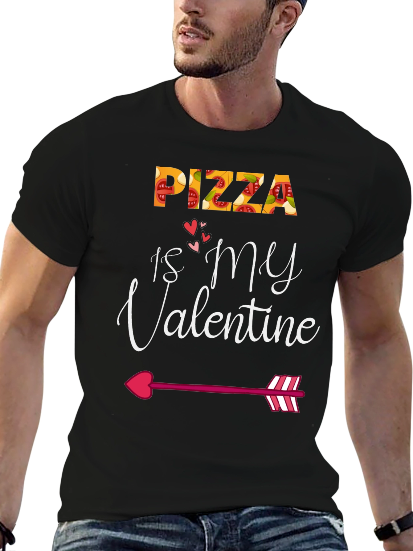 Black Pizza Is My Valentine Graphic Tee view 6