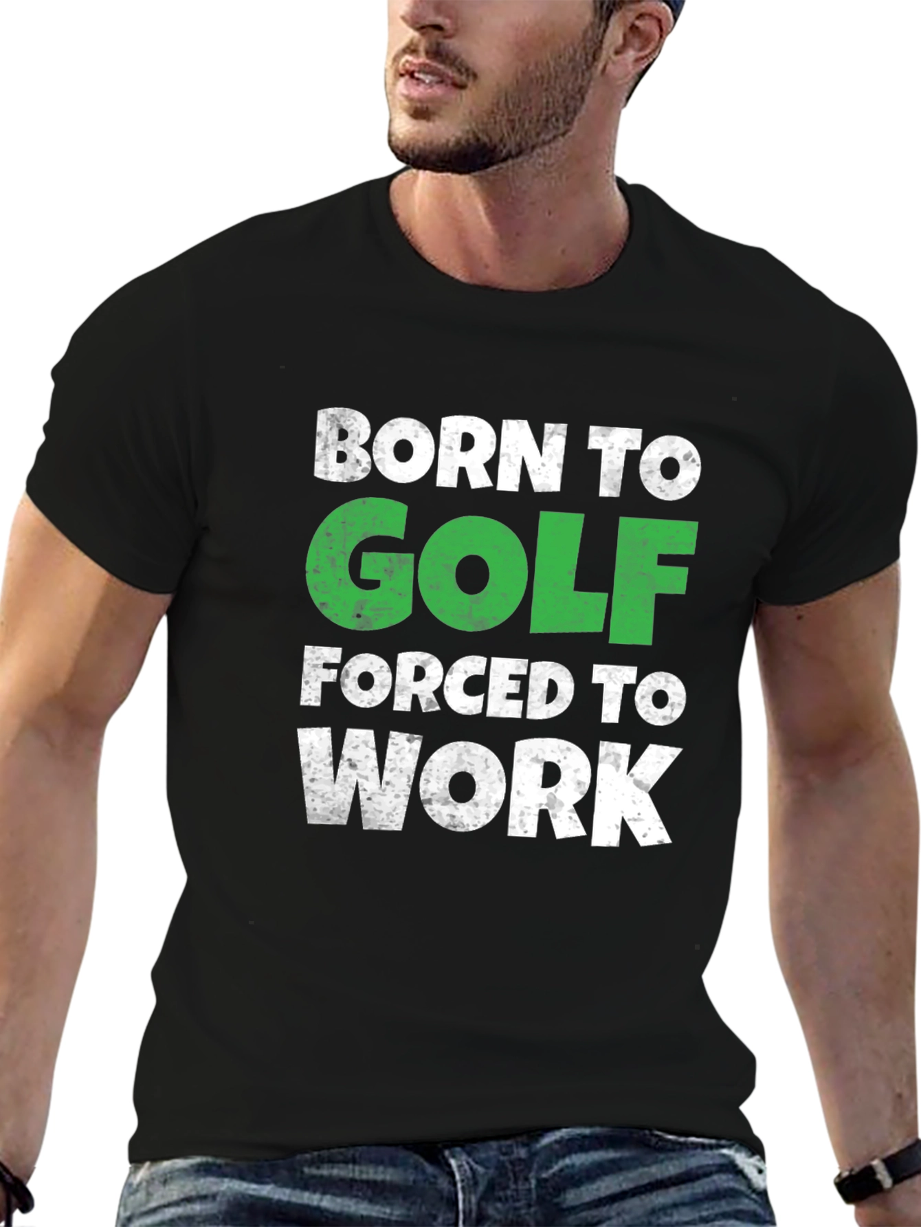 Black Born to Golf T-Shirt - Humorous Golfer Tee view 6