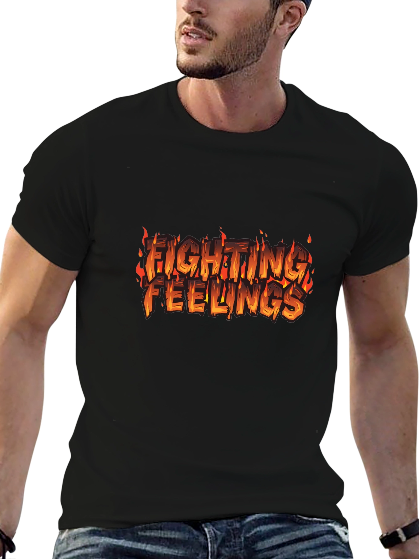 Black Fighting Feelings Graphic Tee - Black view 6