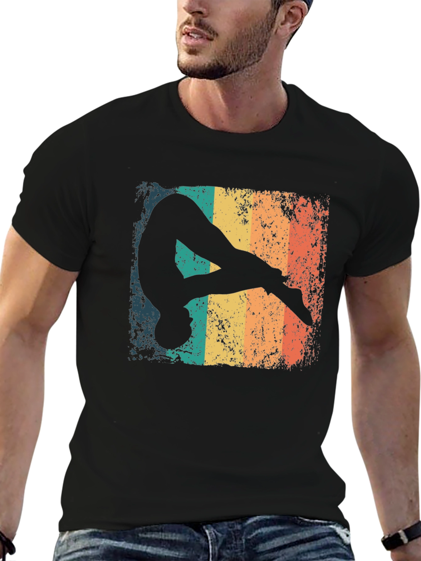 Black Retro Gymnast Graphic T-Shirt view 6
