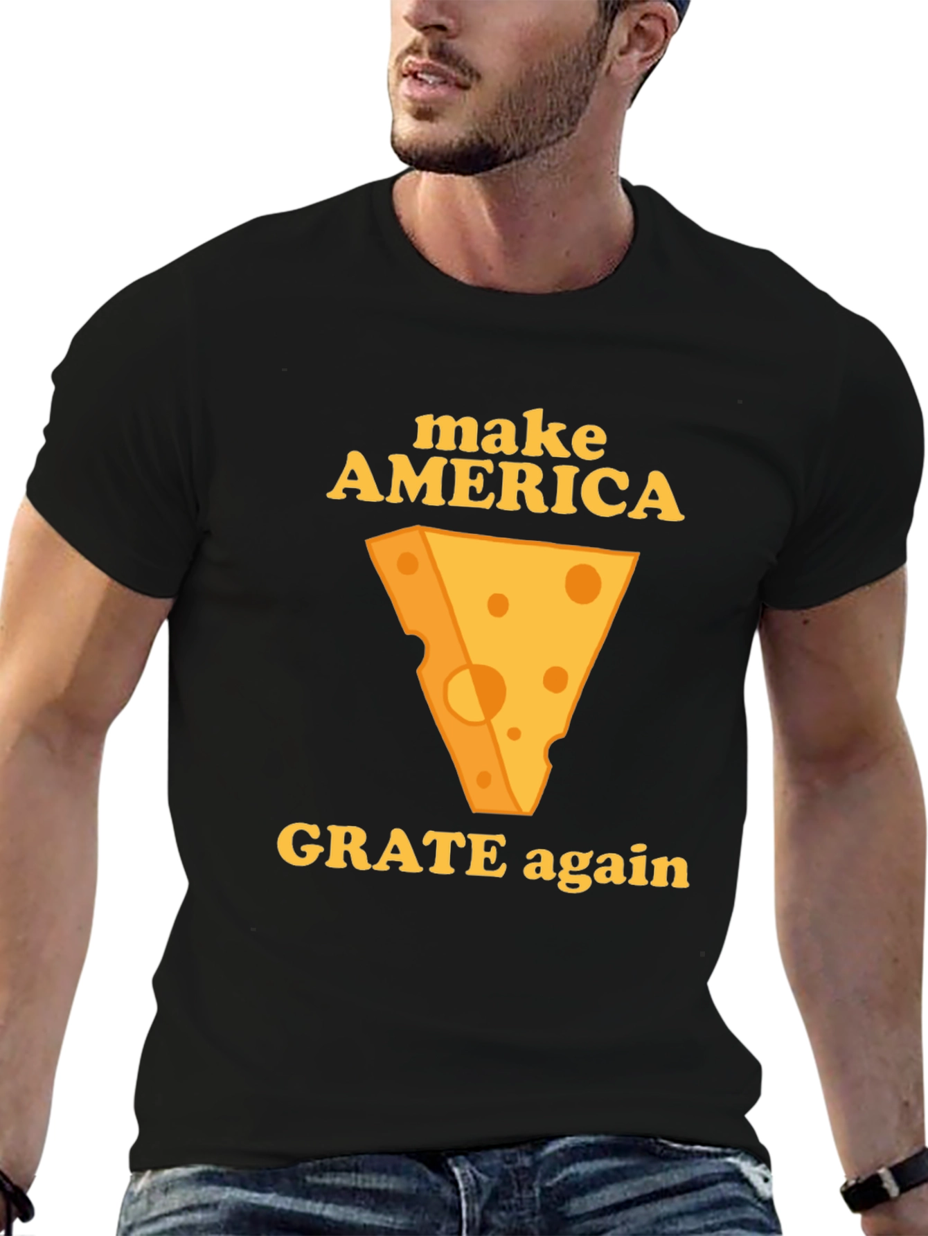 Black Make America Grate Again T-Shirt - Cheese Humor Tee view 6