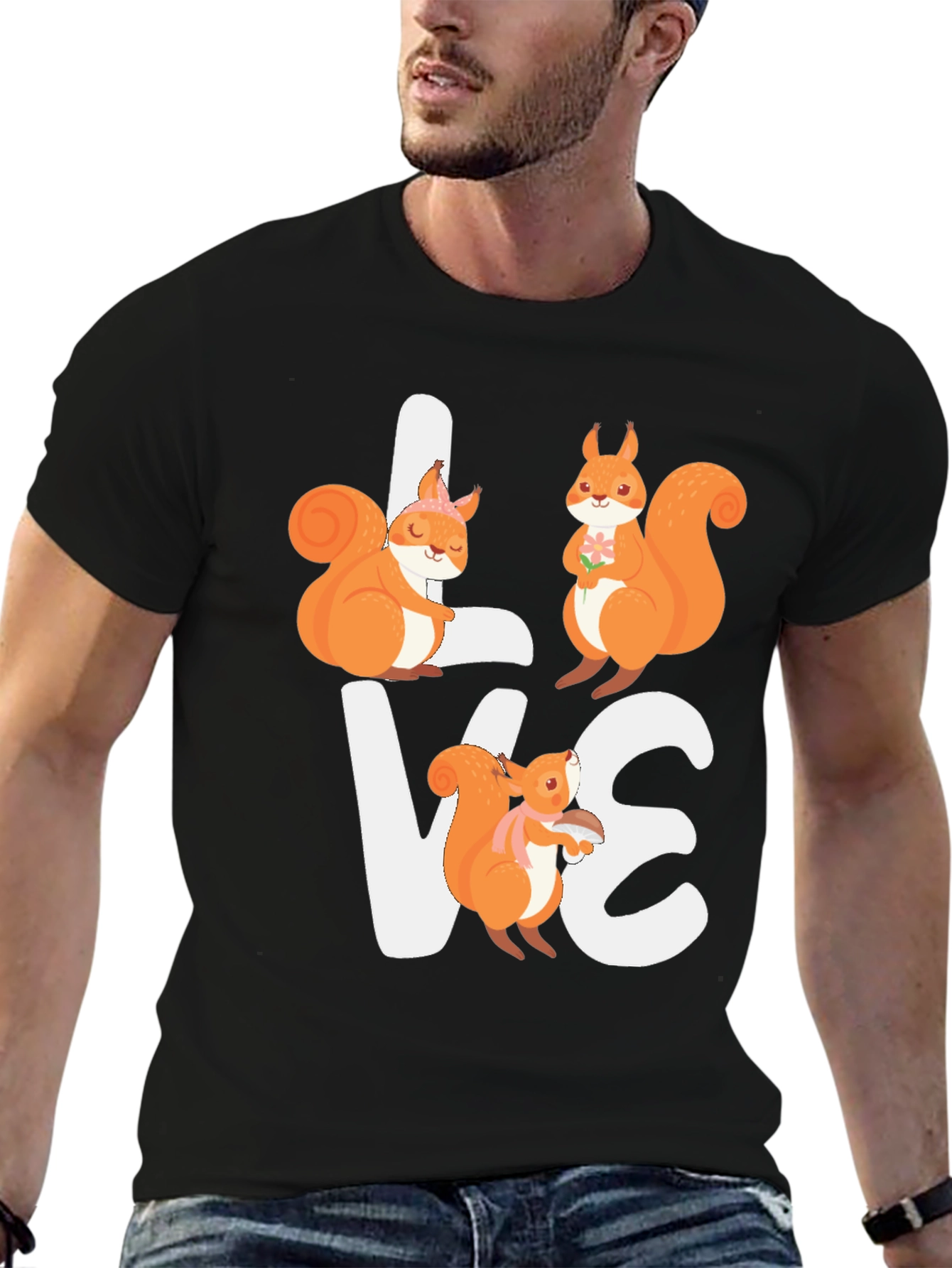 Black Squirrel Love Graphic T-Shirt - Adorable Animal Tee view 6
