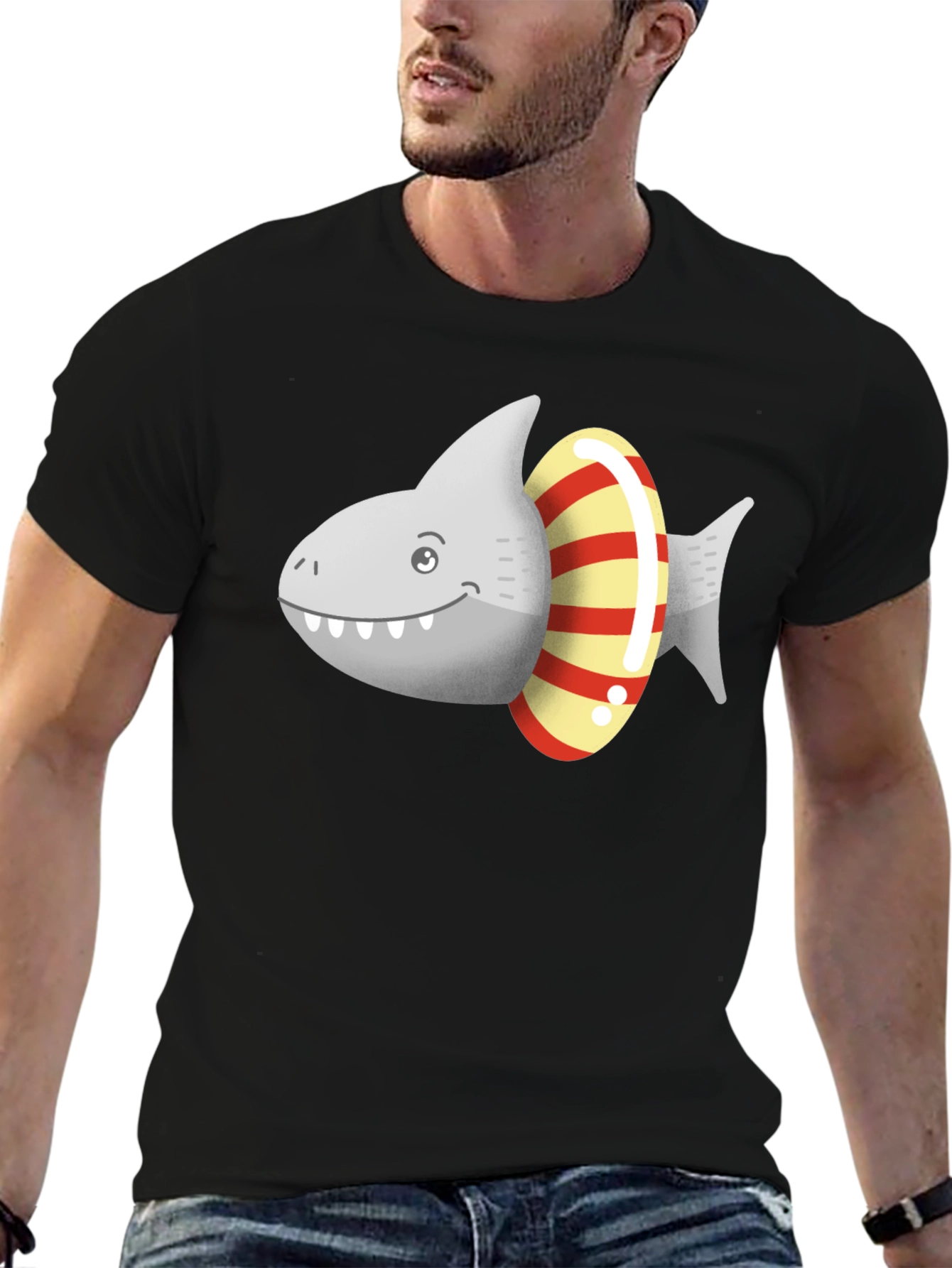 Black Shark Ring Toss Graphic Tee - Black view 6
