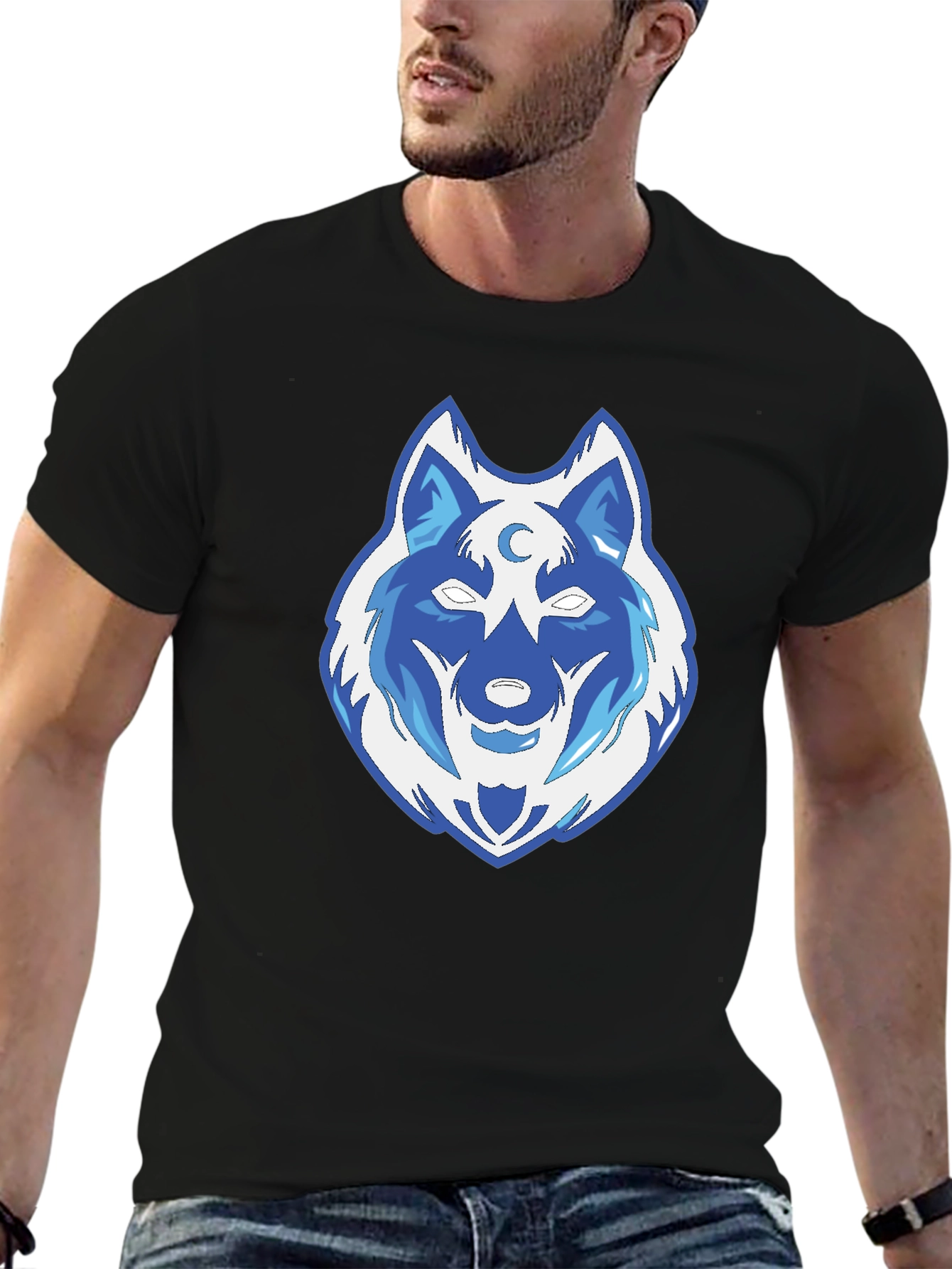 Black Wolf Moon T-Shirt - Cool Graphic Tee view 6
