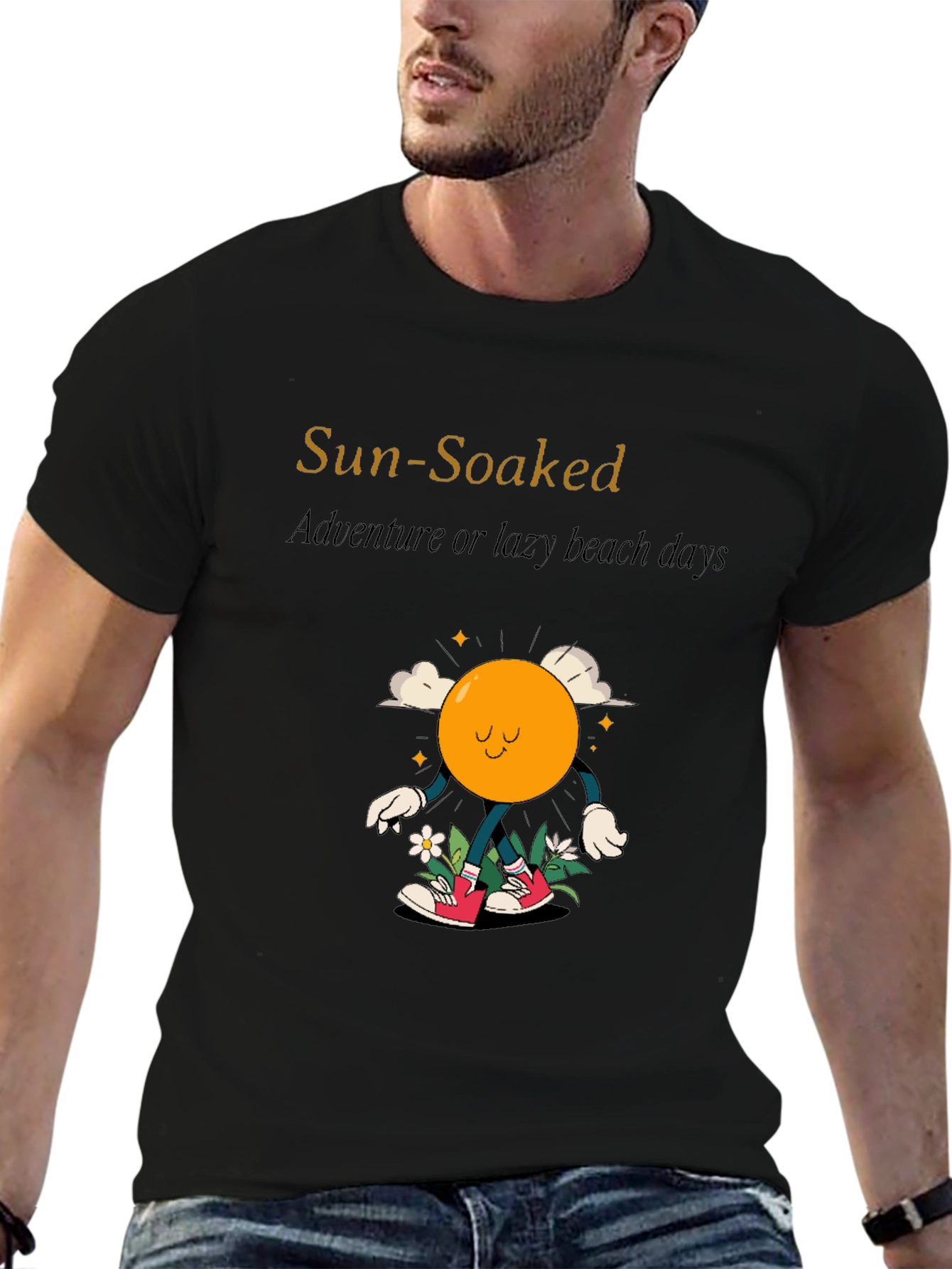 Black Sun-Soaked Adventure T-Shirt - Lazy Beach Days view 6