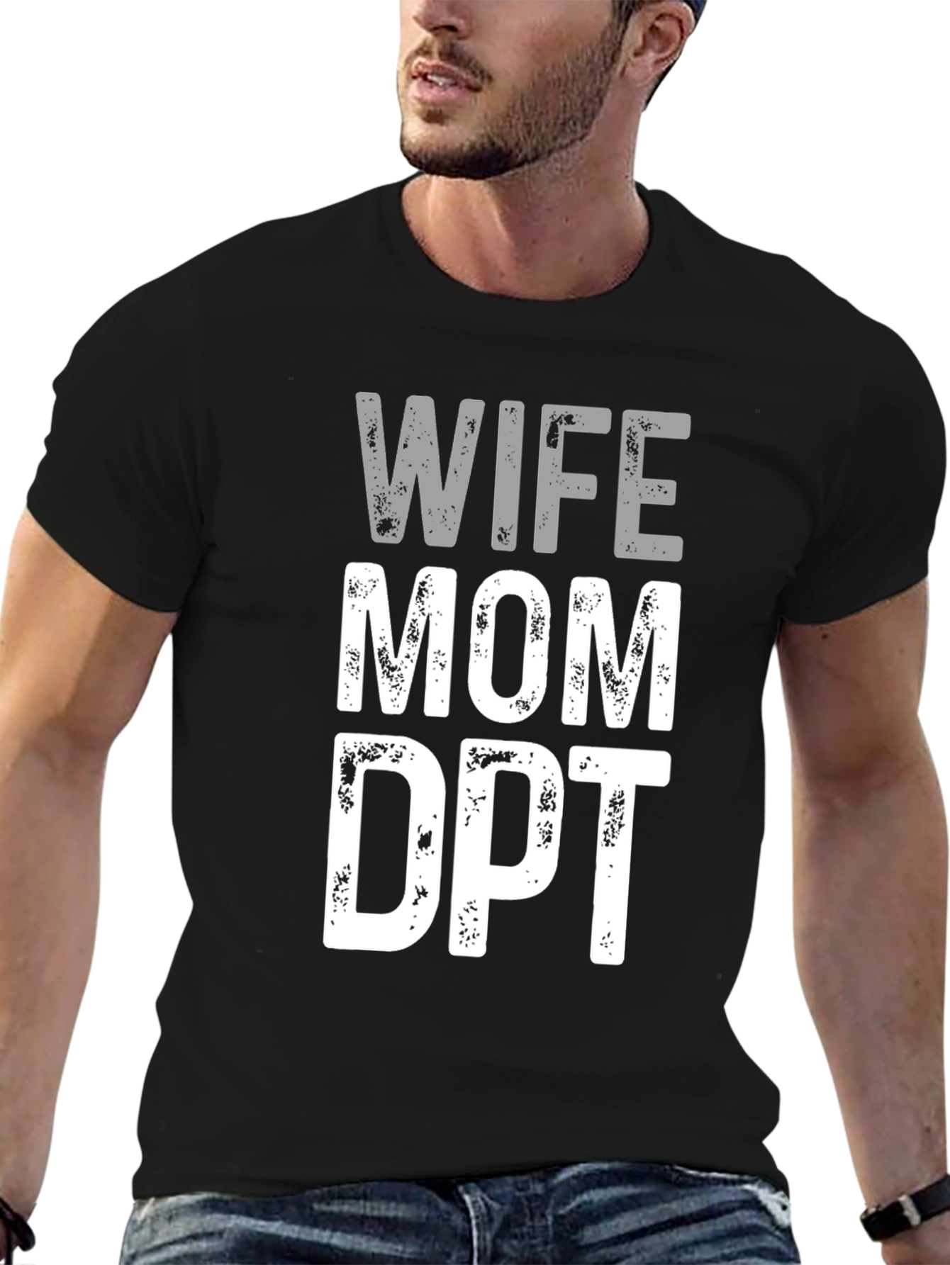 Black Wife Mom DPT T-Shirt - Gift for Physical Therapist view 6