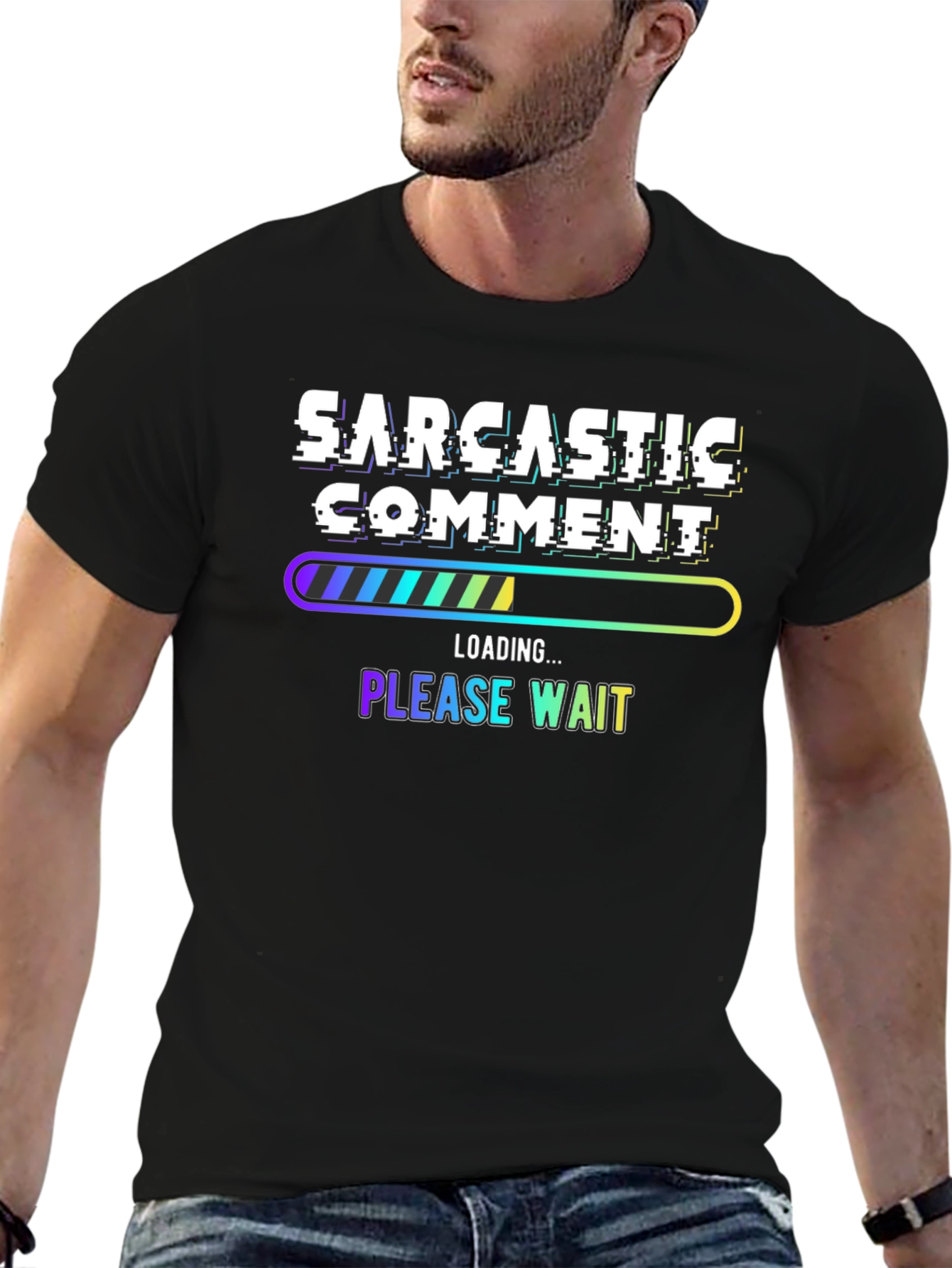 Black Sarcastic Comment Loading Funny T-Shirt view 6