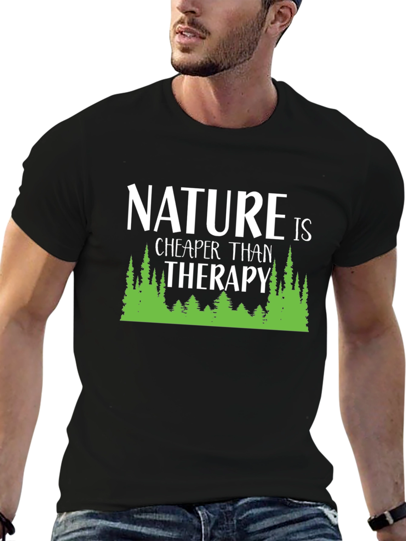 Black Nature is Cheaper Than Therapy Graphic Tee view 6