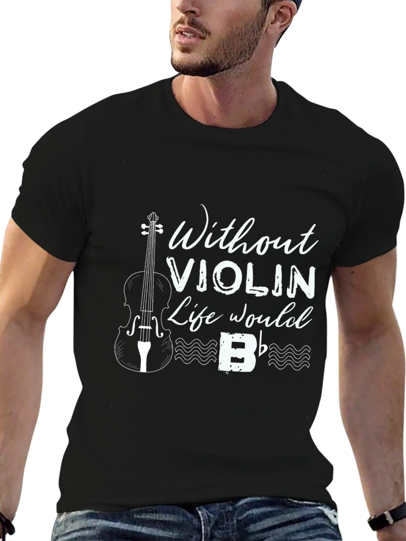 Black Without Violin Life Would B Flat T-Shirt view 6