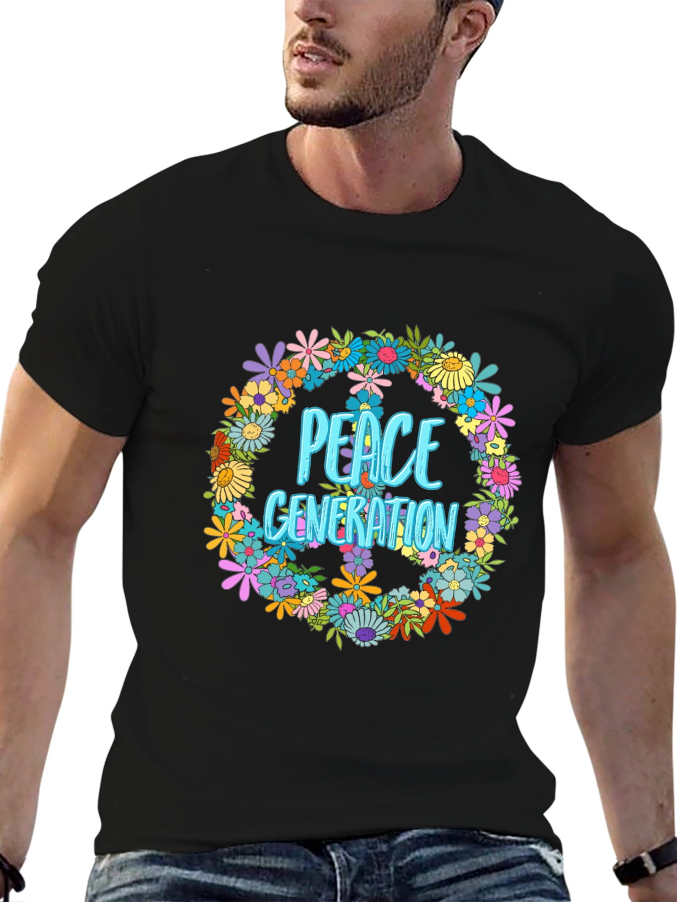 Black Peace Generation Floral T-Shirt view 6