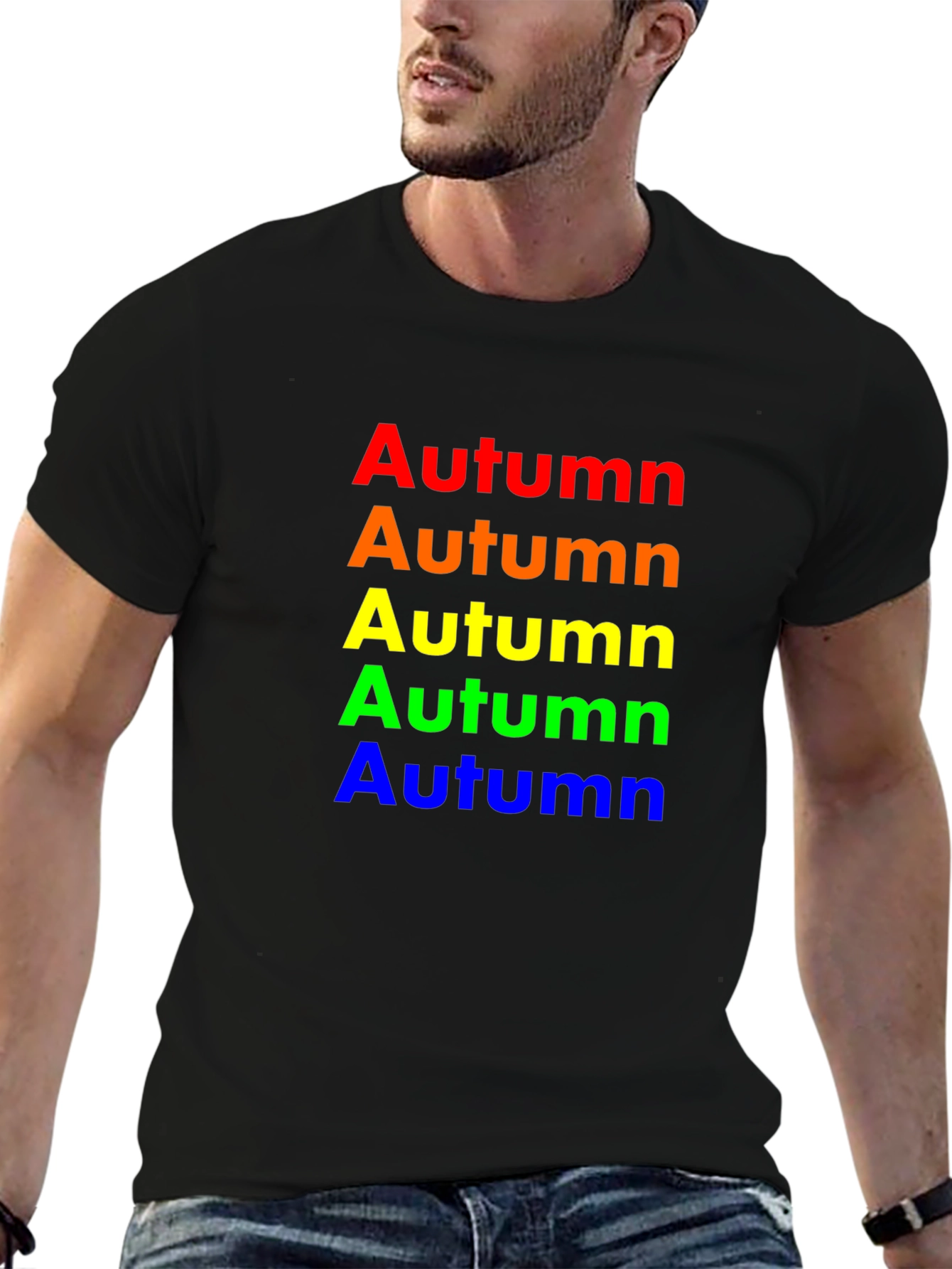 Black Rainbow Autumn T-Shirt - Soft Cotton Crew Neck Tee view 6