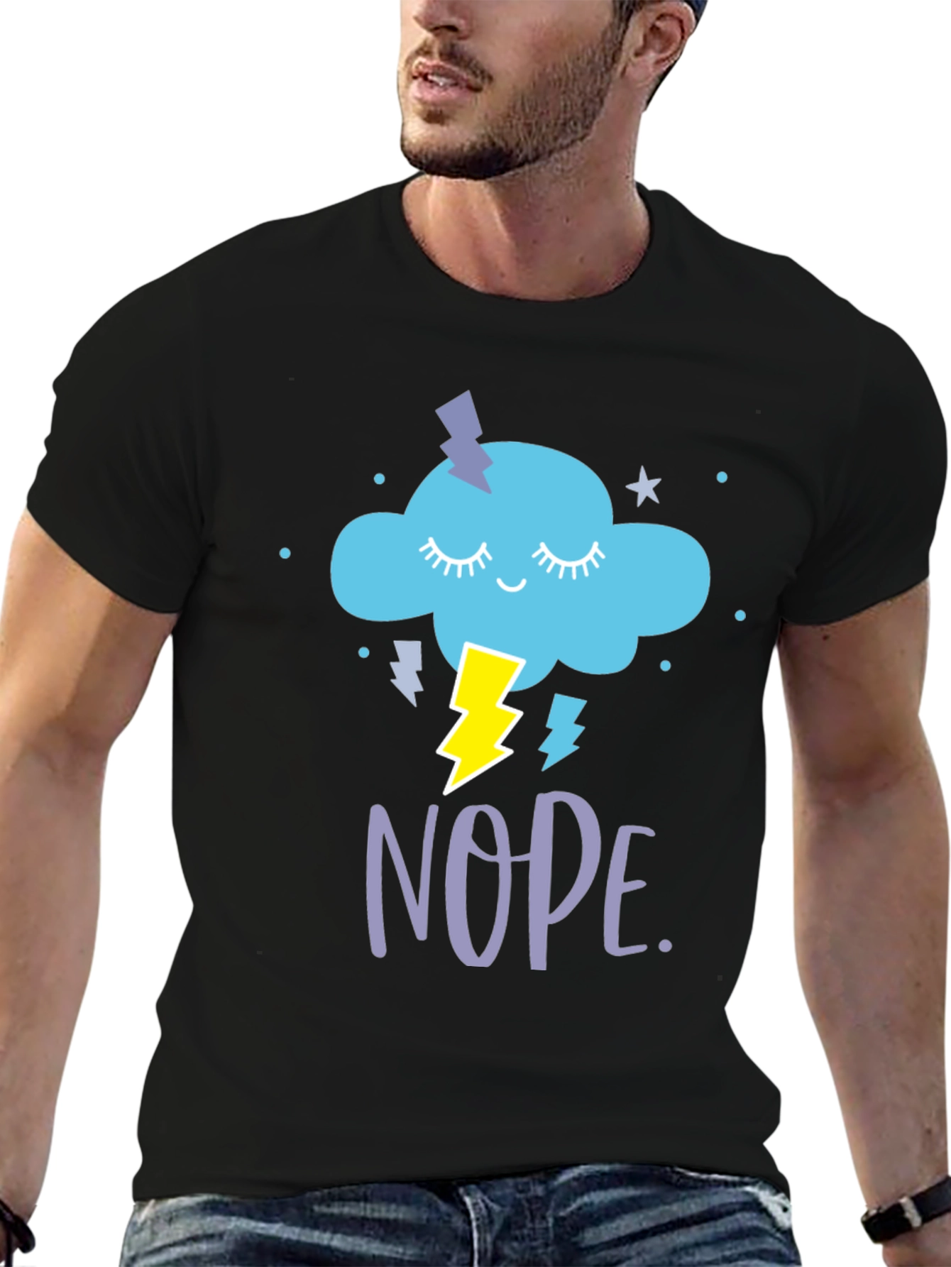 Black Nope Cloud T-Shirt - Funny Graphic Tee view 6