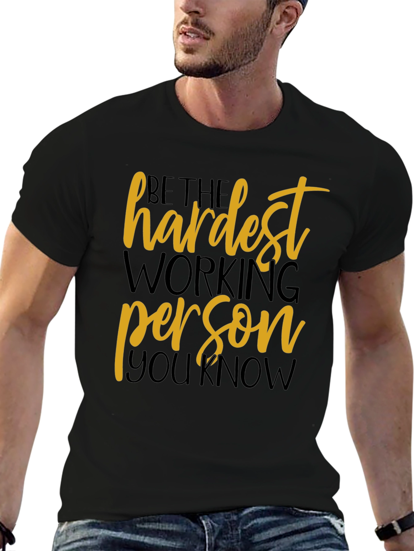 Black Motivational Hardest Working Person T-Shirt view 6
