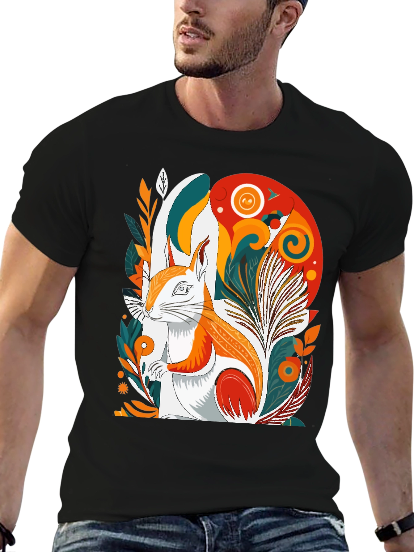 Black Squirrel Graphic Tee - Artistic Design, Modern Style view 6