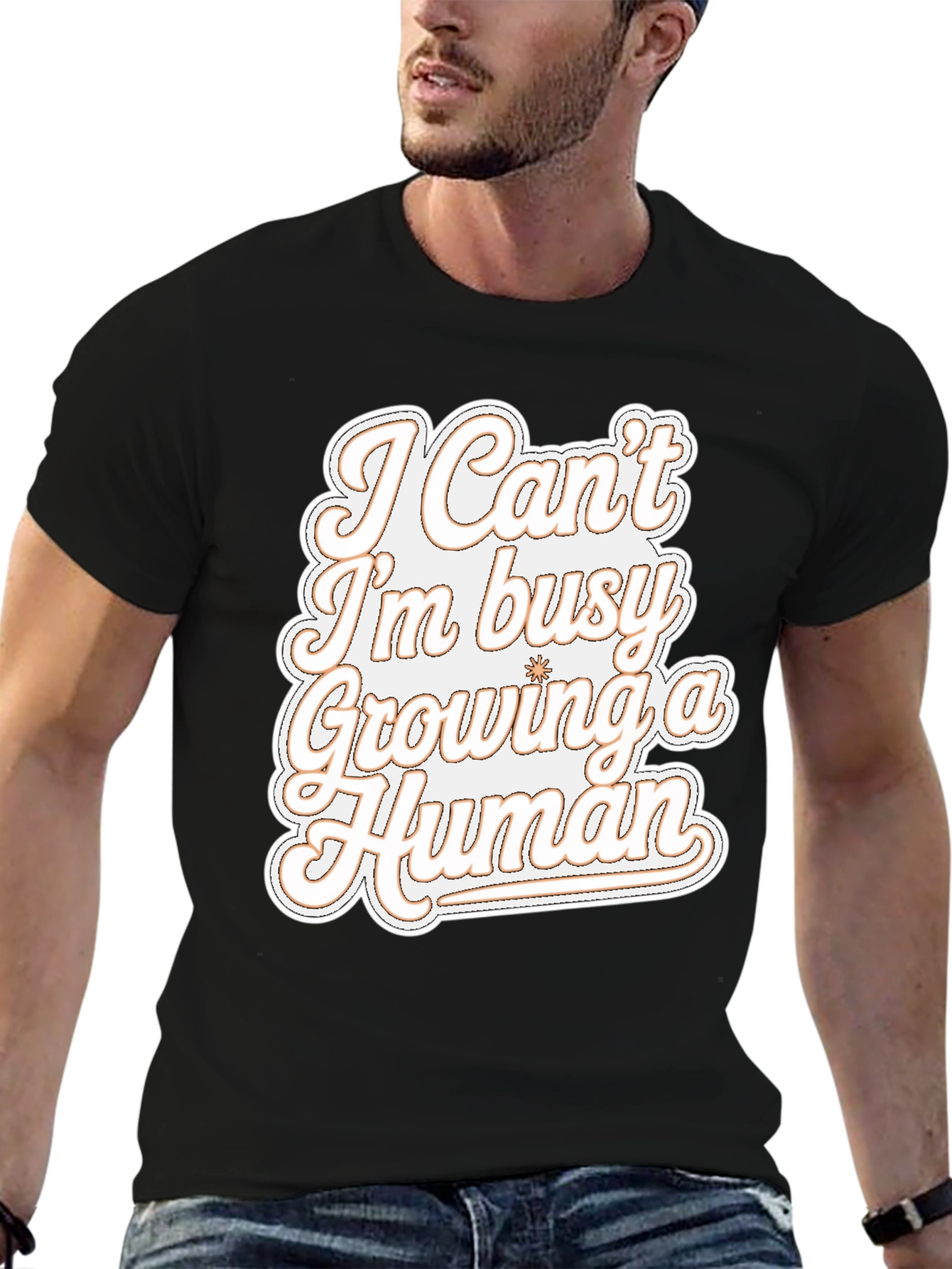 Black Growing a Human Graphic T-Shirt view 6