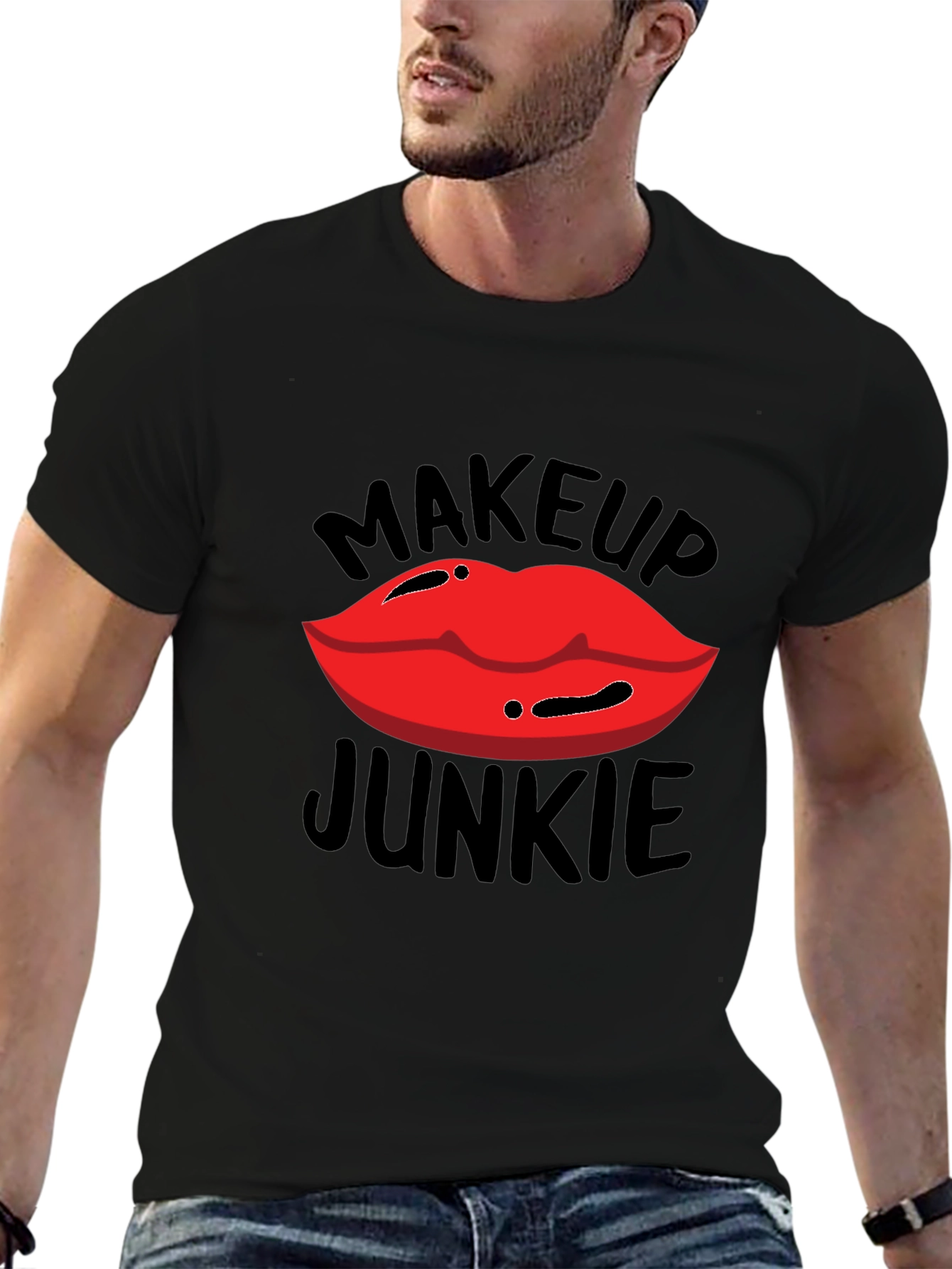 Black Makeup Junkie Graphic T-Shirt view 6