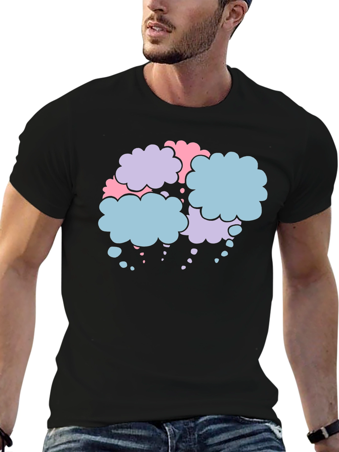 Black Cloud Bubble Graphic Tee - Soft Cotton Blend view 6