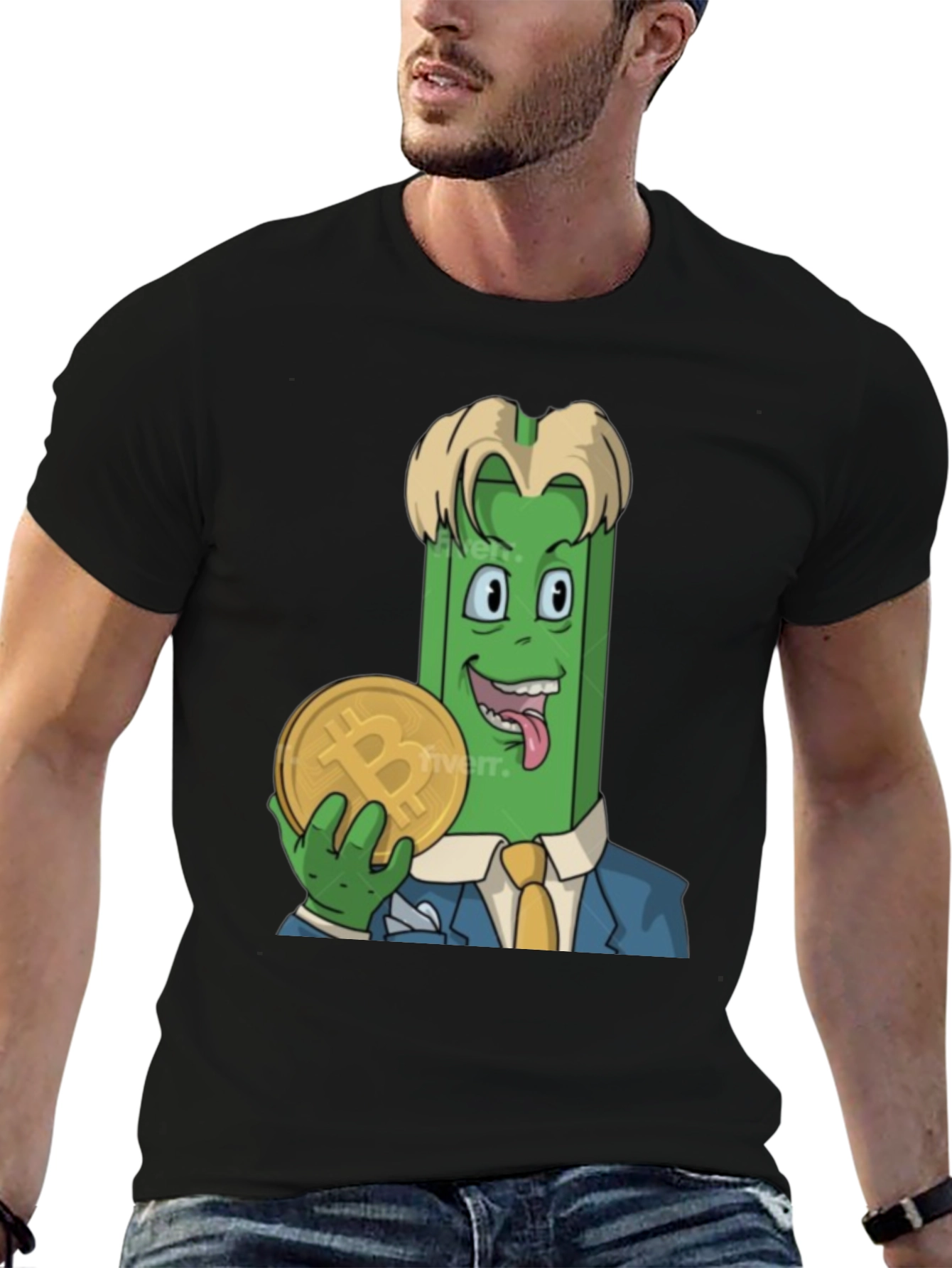 Black Crypto Celery Bitcoin T-Shirt view 6