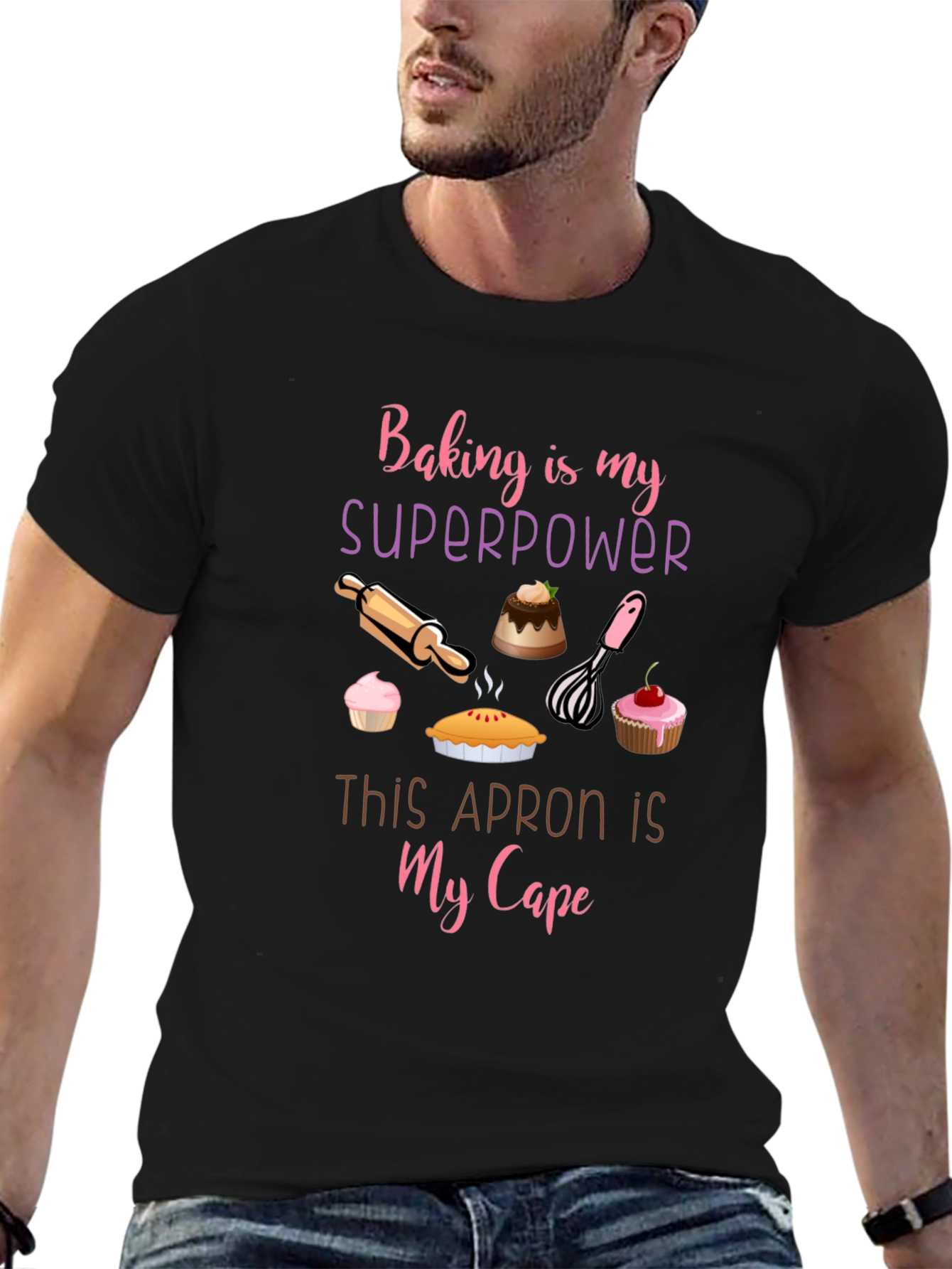 Black Baking Superpower T-Shirt - Baking Lover Gift view 6