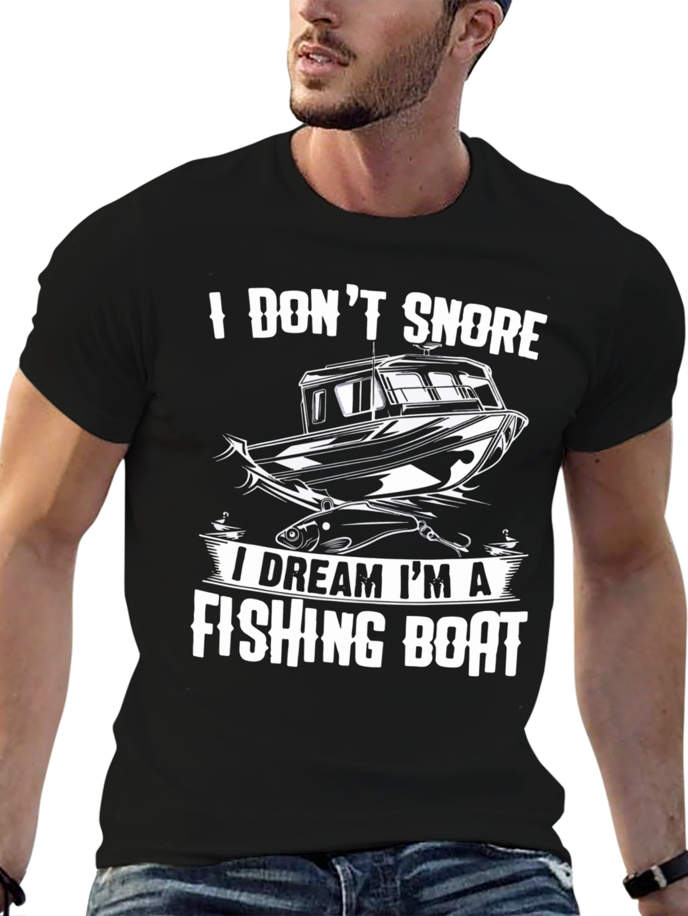 Fishing Boat Dream T-Shirt - Black Cotton Tee - 6