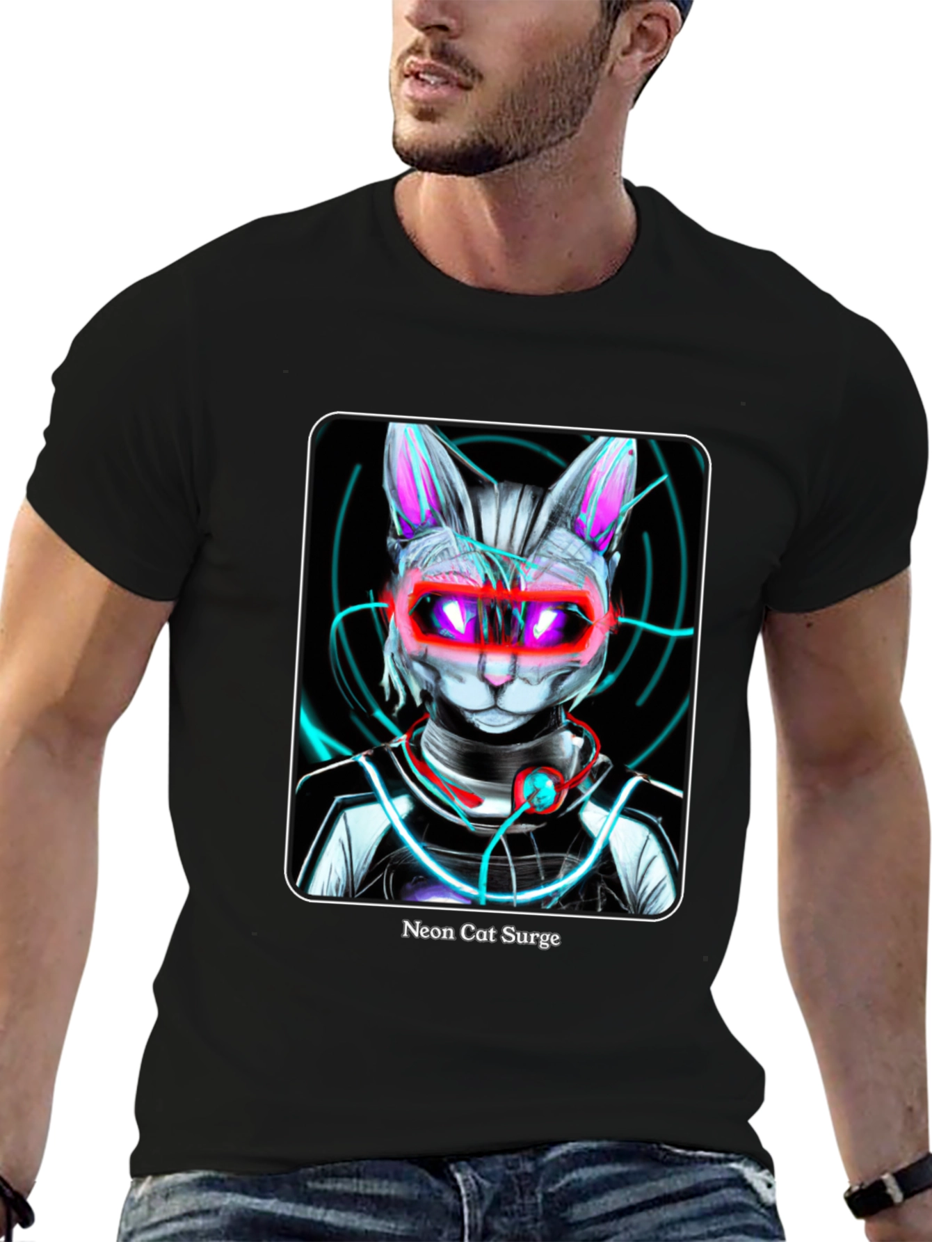 Neon Cat Surge Graphic T-Shirt - 6