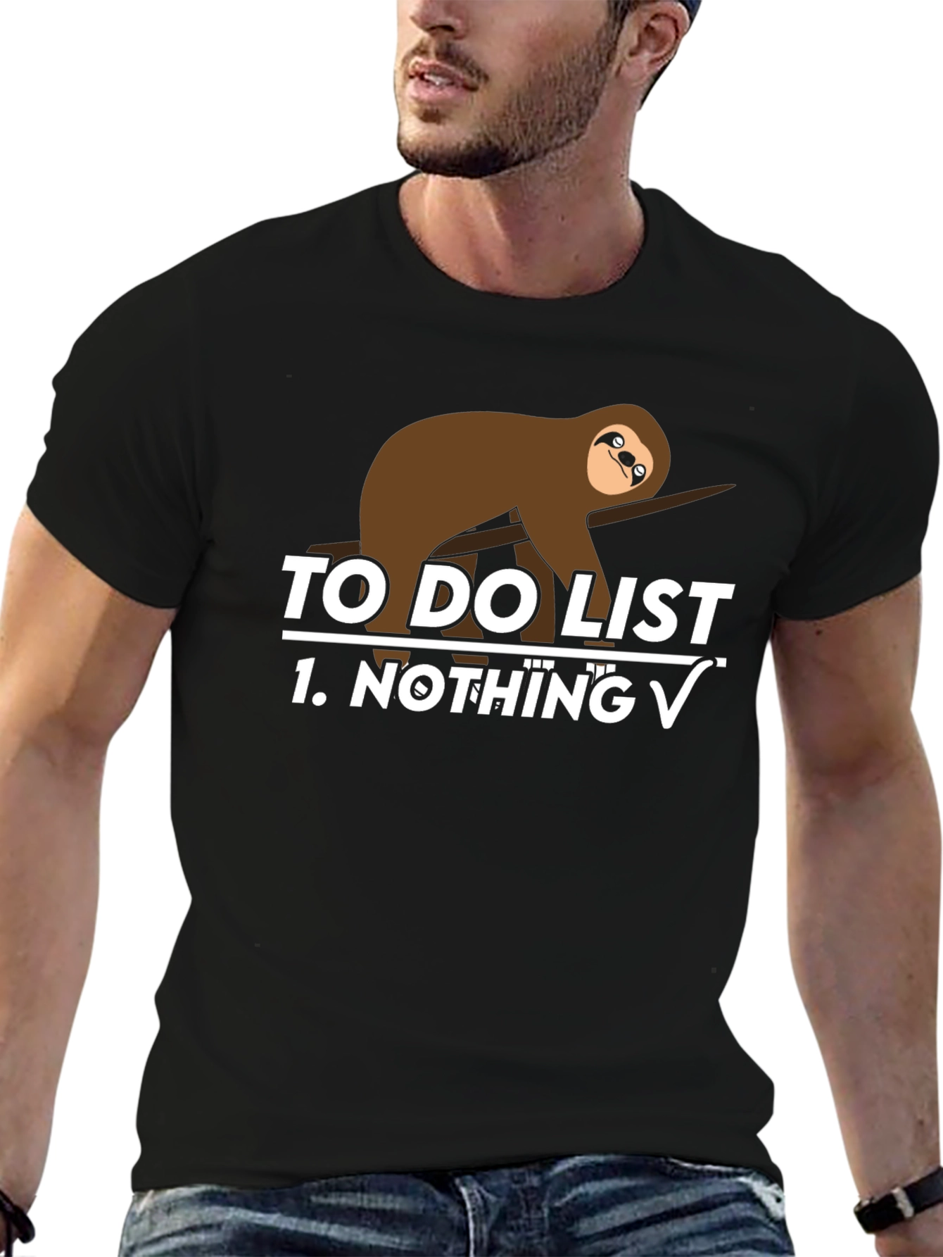 Black Sloth To-Do List Funny Graphic Tee view 6