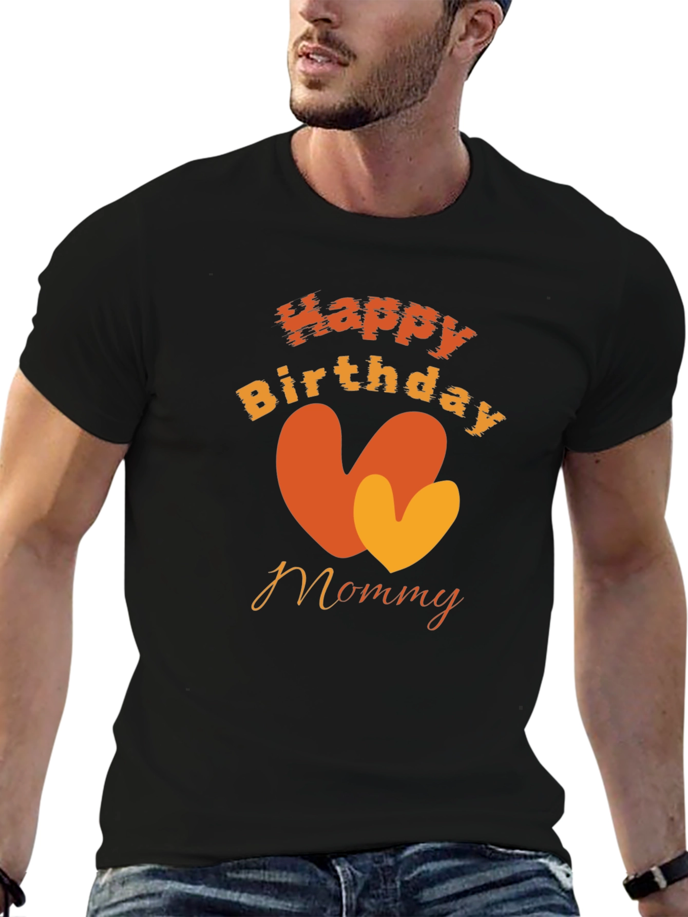 Black Happy Birthday Mommy Black T-Shirt view 6