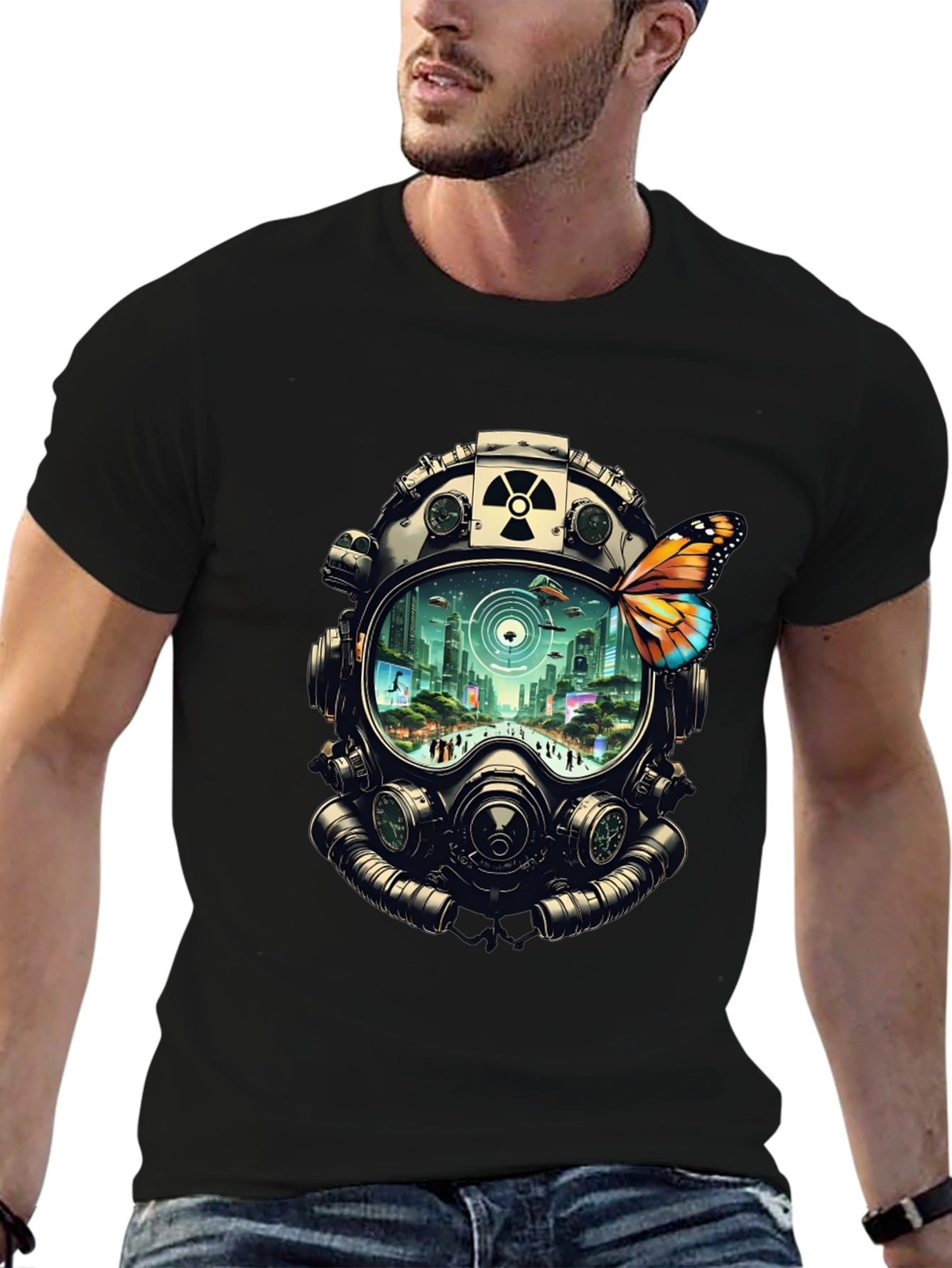 Gas Mask Cityscape Graphic Tee - 6
