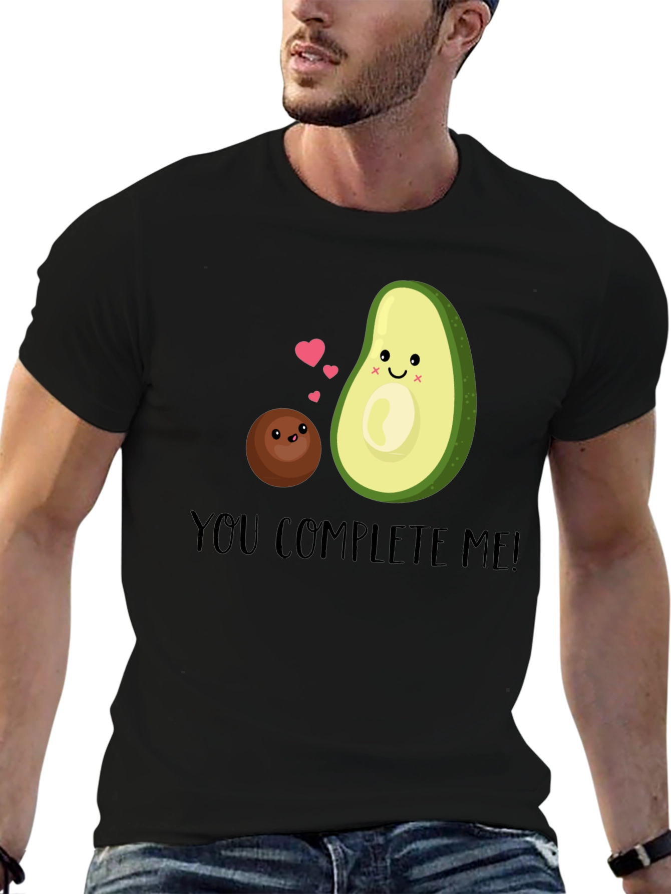 Black You Complete Me Avocado T-Shirt view 6
