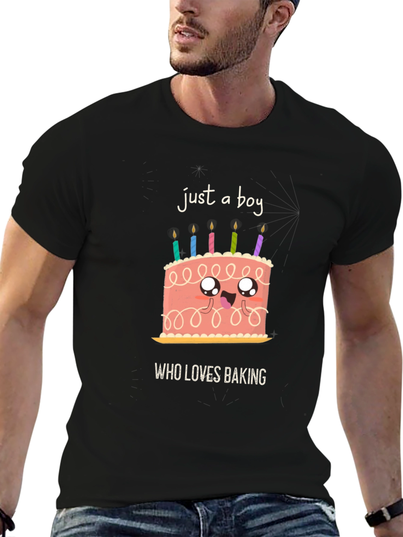 Black Boy Who Loves Baking Graphic T-Shirt view 6