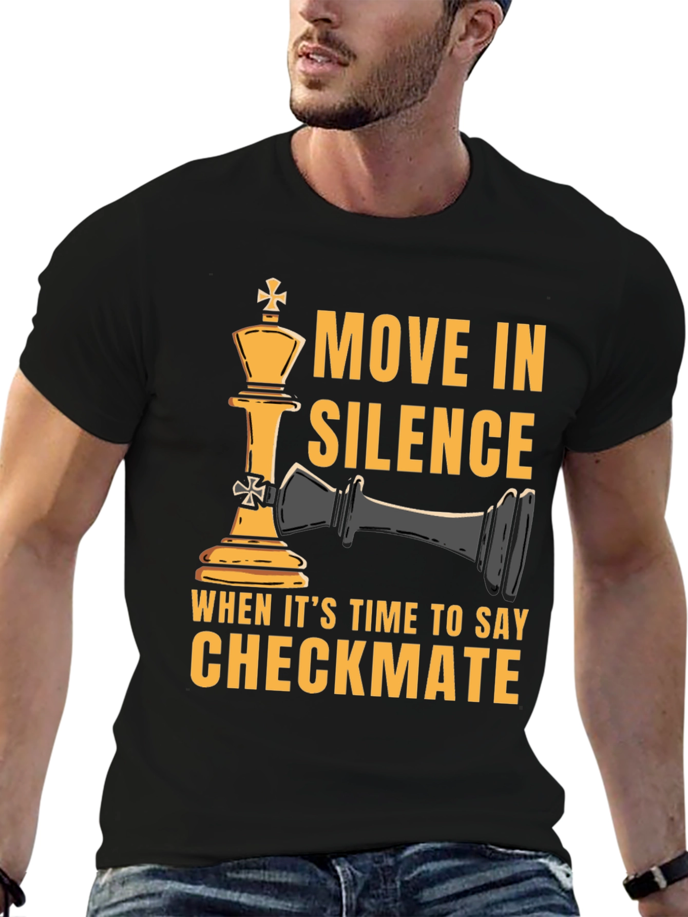 Black Move In Silence Chess Graphic T-Shirt view 6