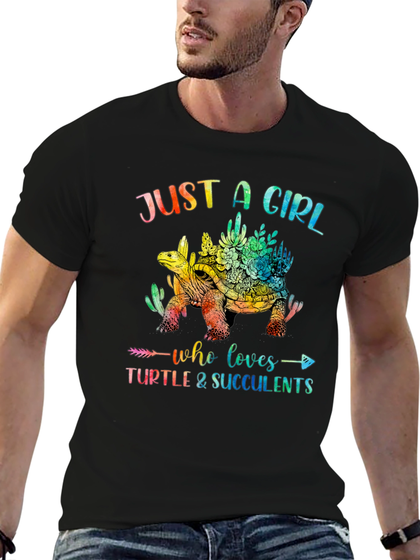 Black Girl's Turtle and Succulent Graphic Tee view 6