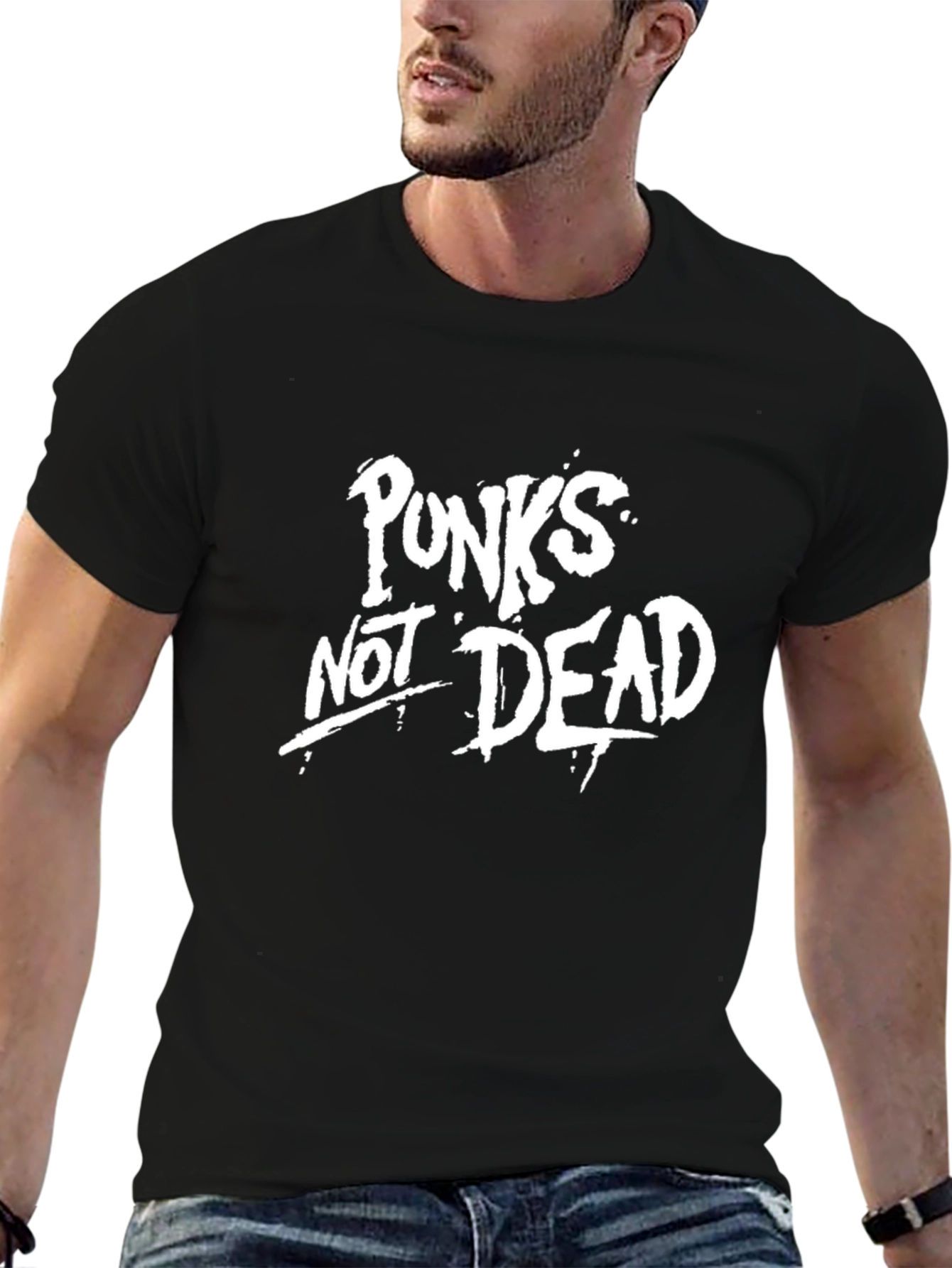 Black Punx Not Dead Graphic T-Shirt - Black Cotton Tee view 6