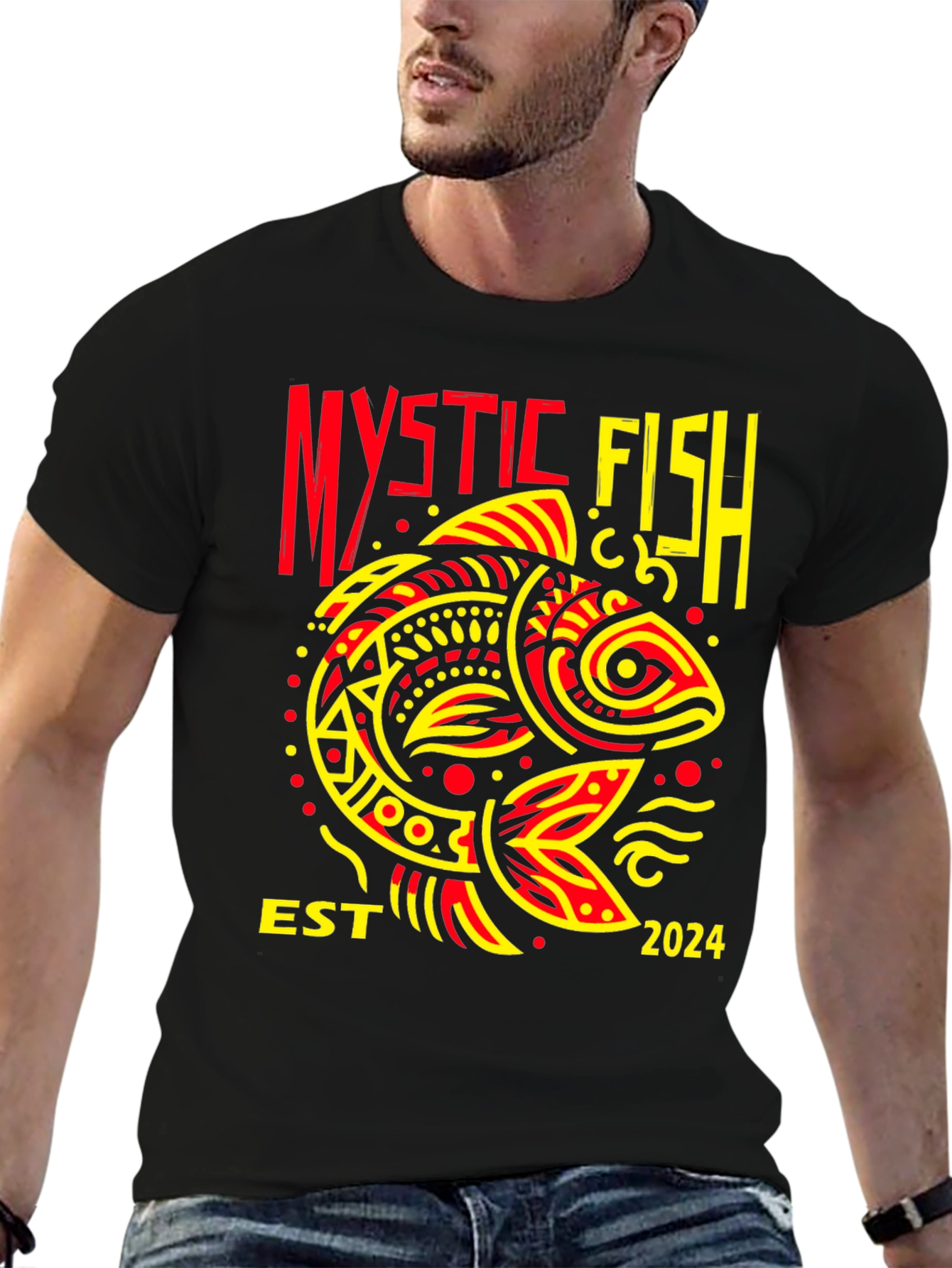 Black Mystic Fish EST 2024 Graphic Tee view 6