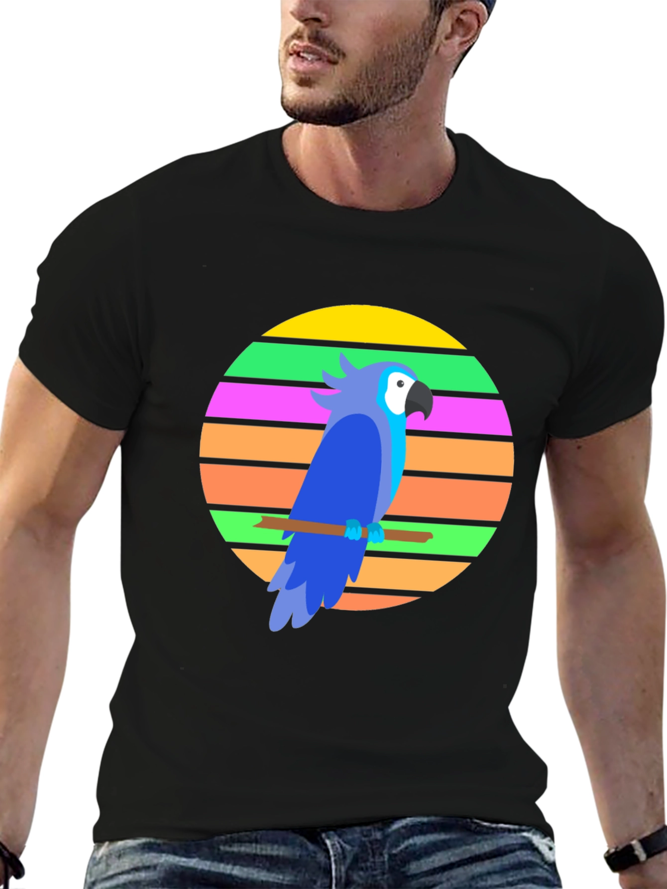 Black Retro Parrot Graphic Tee view 6