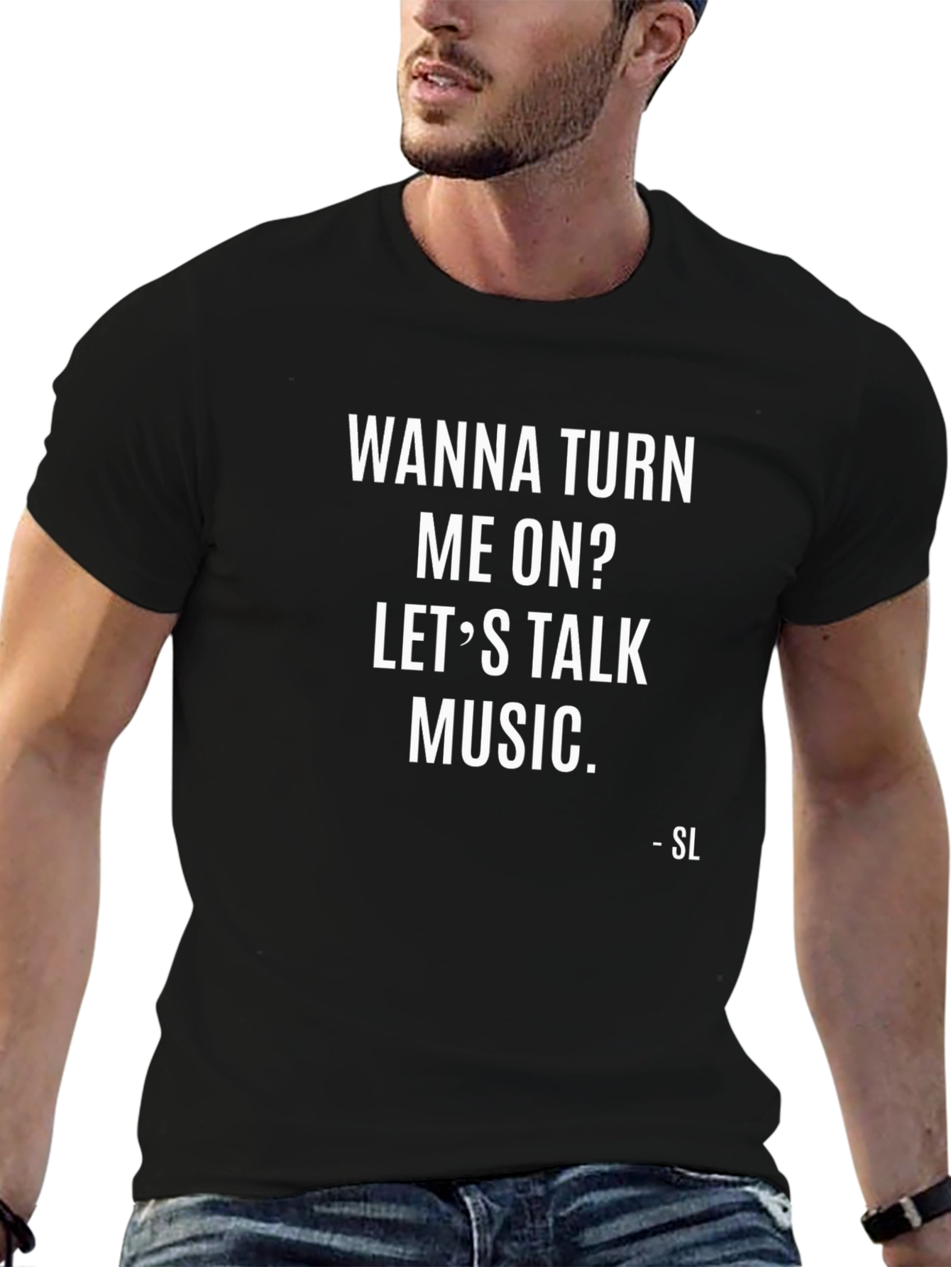 Black Wanna Turn Me On? Music T-Shirt view 6