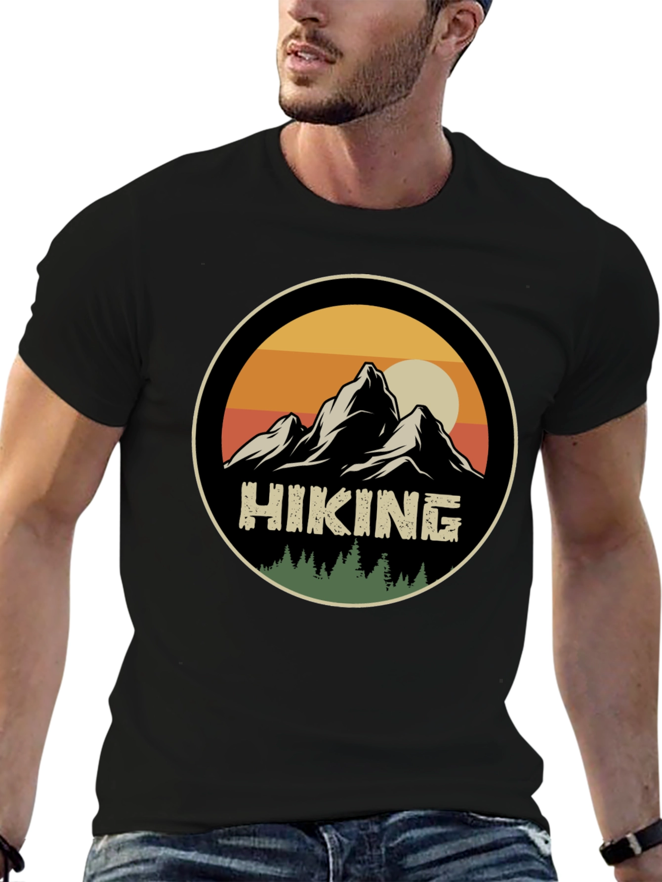 Black Hiking Adventure T-Shirt - Mountain Graphic Tee view 6
