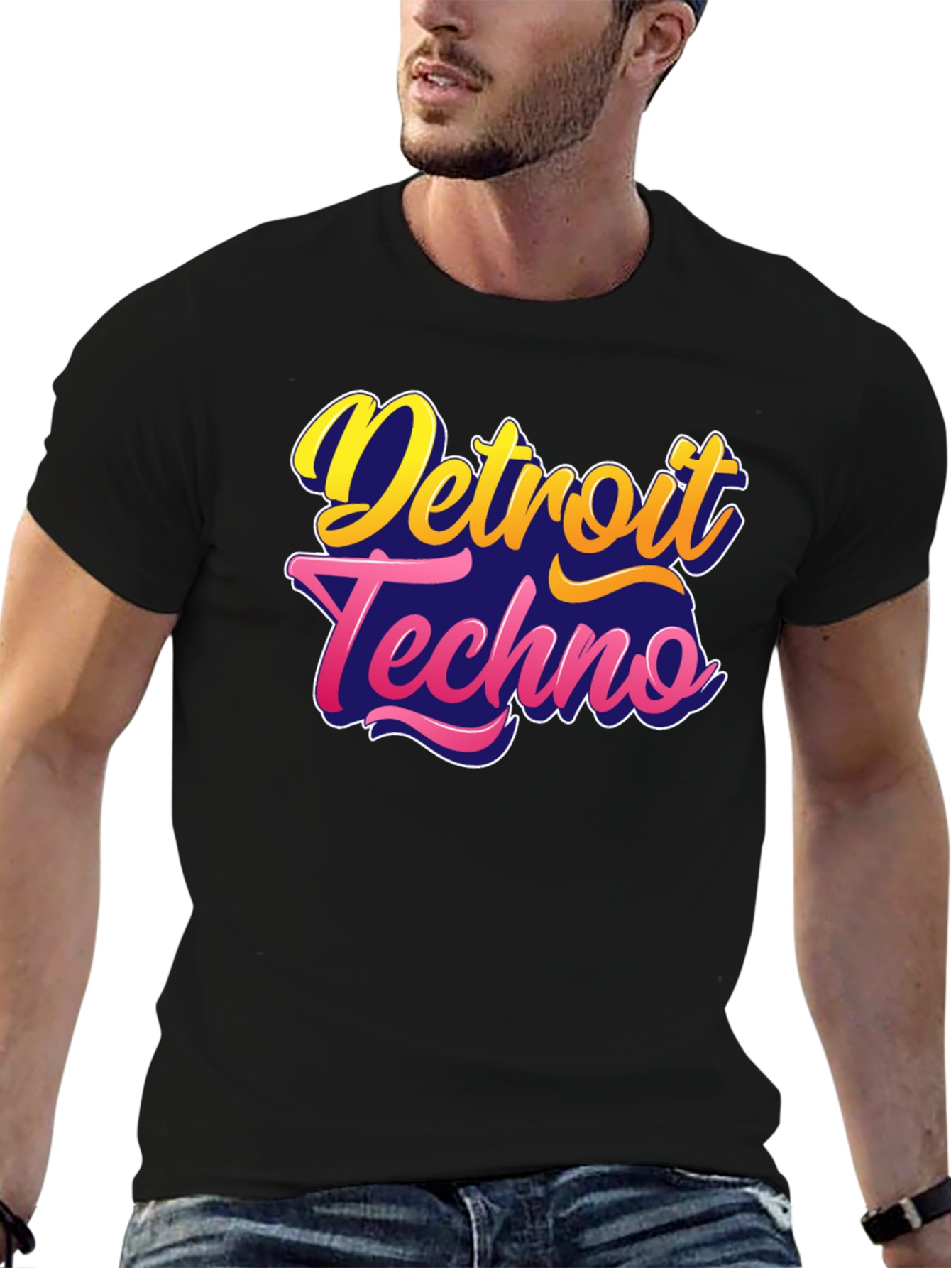 Black Detroit Techno Black T-Shirt view 6