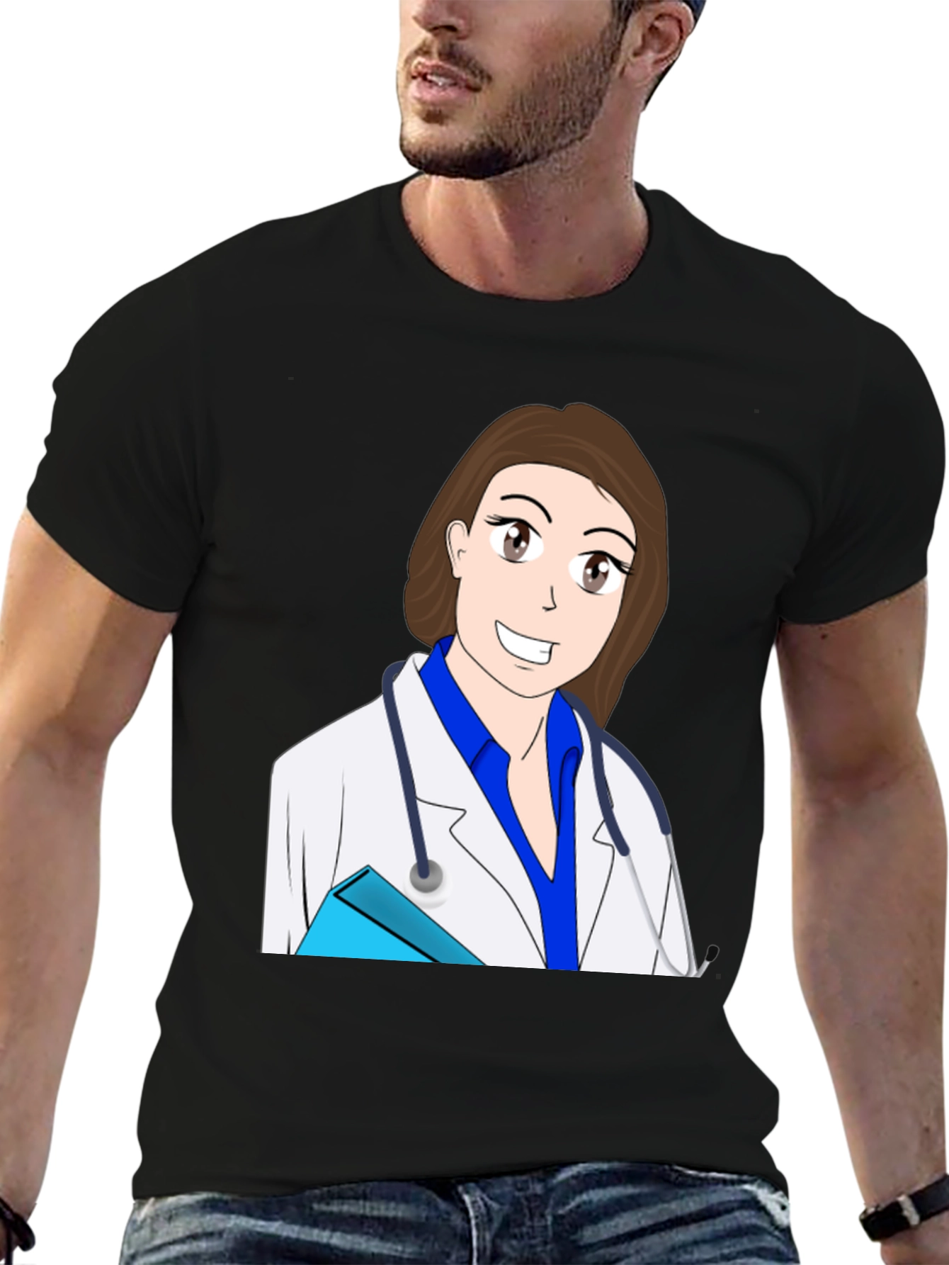Black Cartoon Doctor T-Shirt view 6