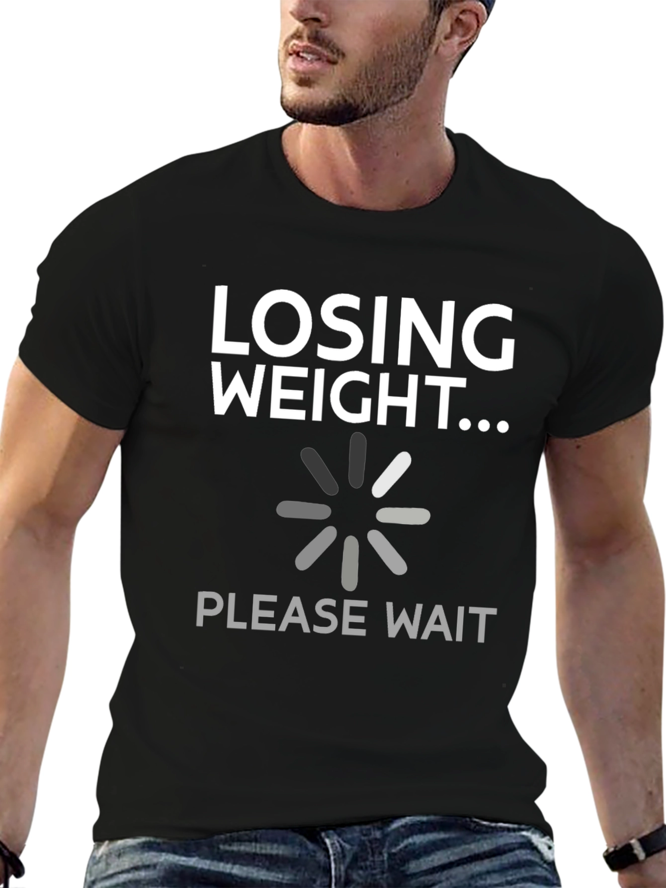 Black Losing Weight Funny Graphic Tee Shirt view 6