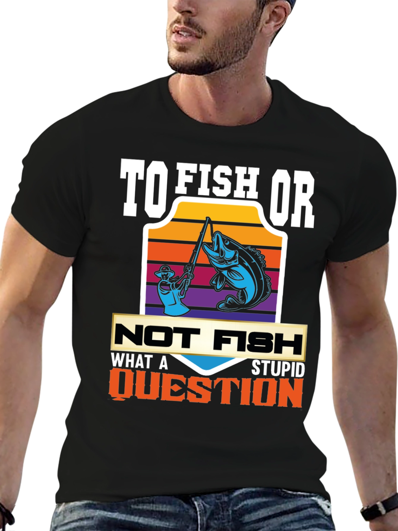 Black Fishing Humor T-Shirt: To Fish Or Not Fish view 6