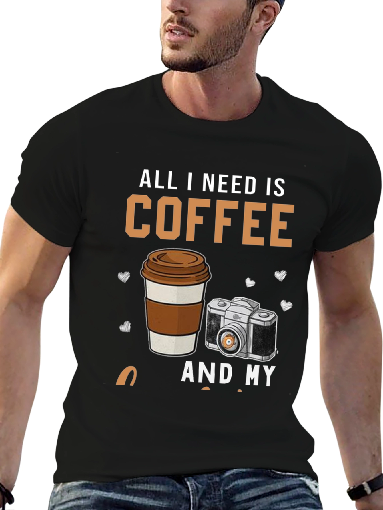 Black Coffee & Camera Graphic T-Shirt view 6