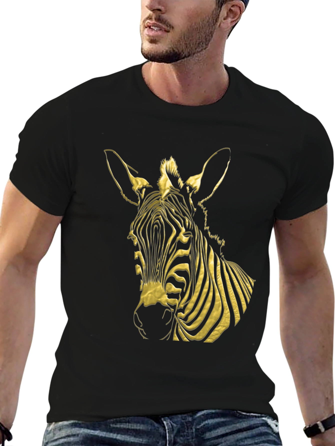 Black Zebra Graphic Tee - Bold Black T-Shirt view 6