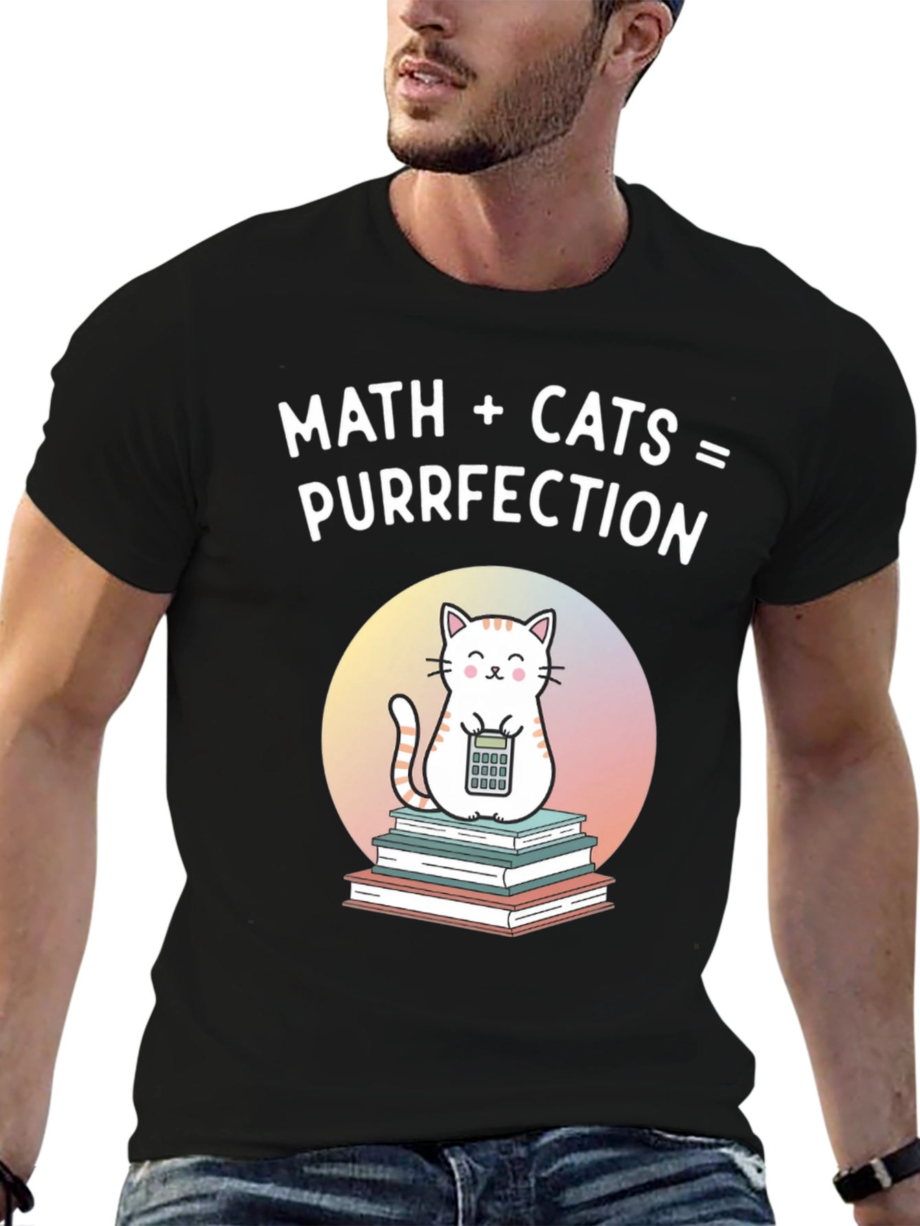 Black Math + Cats = Purrfection Graphic T-Shirt view 6