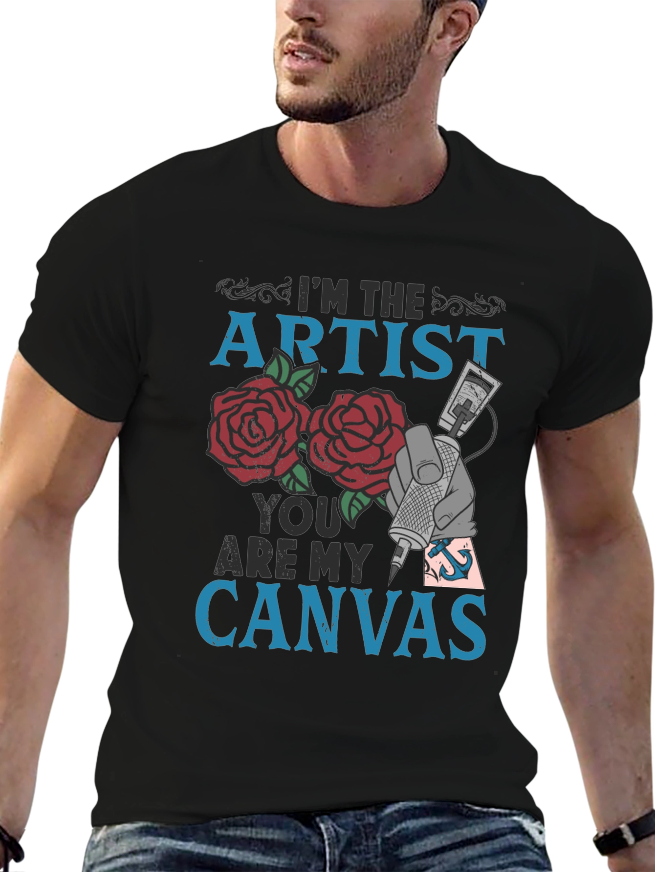 Black I'm the Artist You are My Canvas Tattoo Graphic Tee view 6
