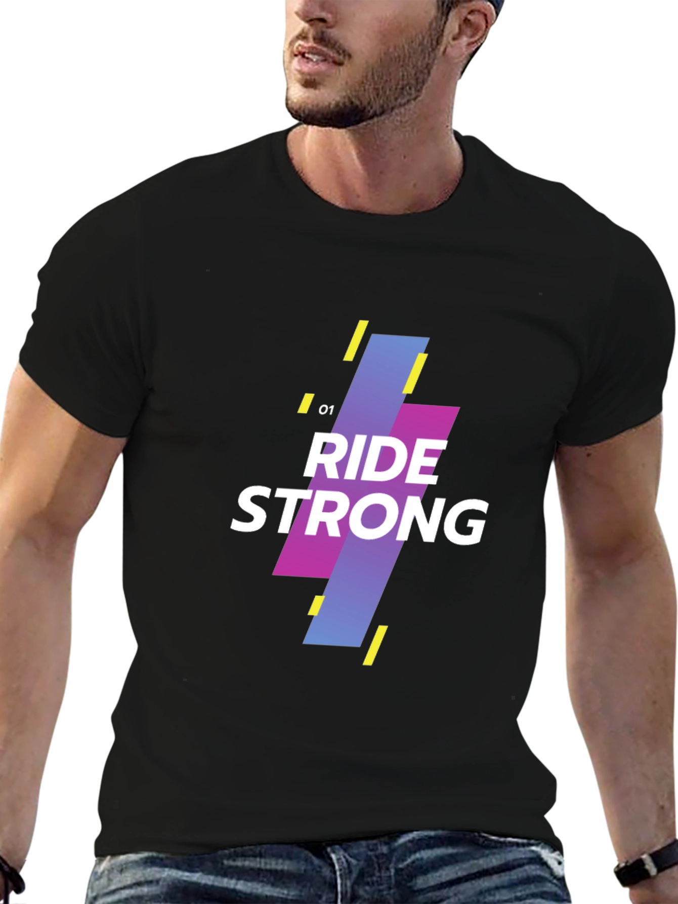 Black Ride Strong Graphic Tee - Modern Design view 6