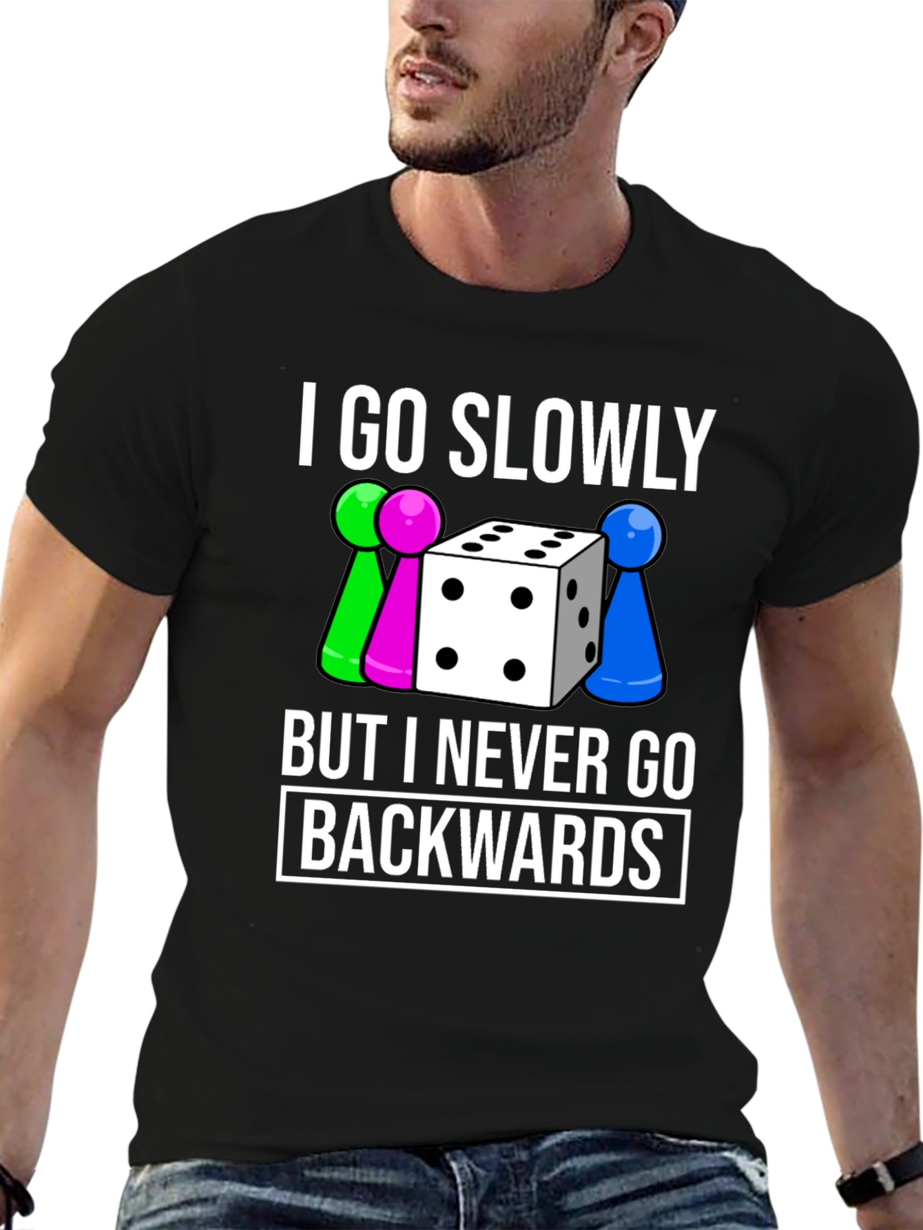 Black Go Slowly T-Shirt - Never Backwards view 6