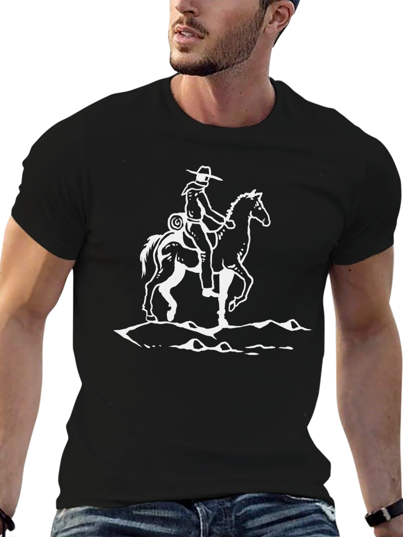 Black Cowboy Horseback Riding Graphic Tee view 6