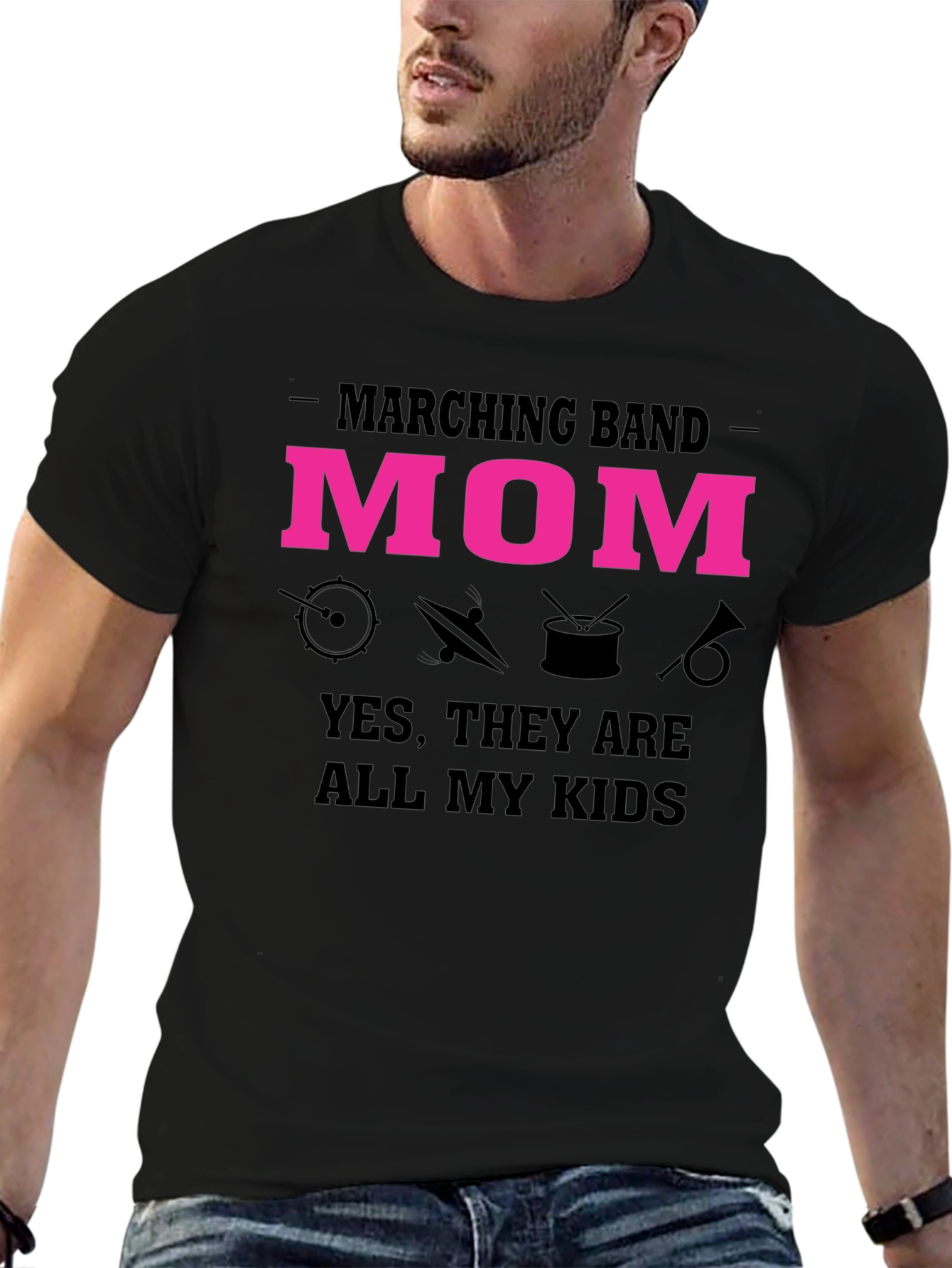 Black Marching Band Mom Graphic T-Shirt view 6