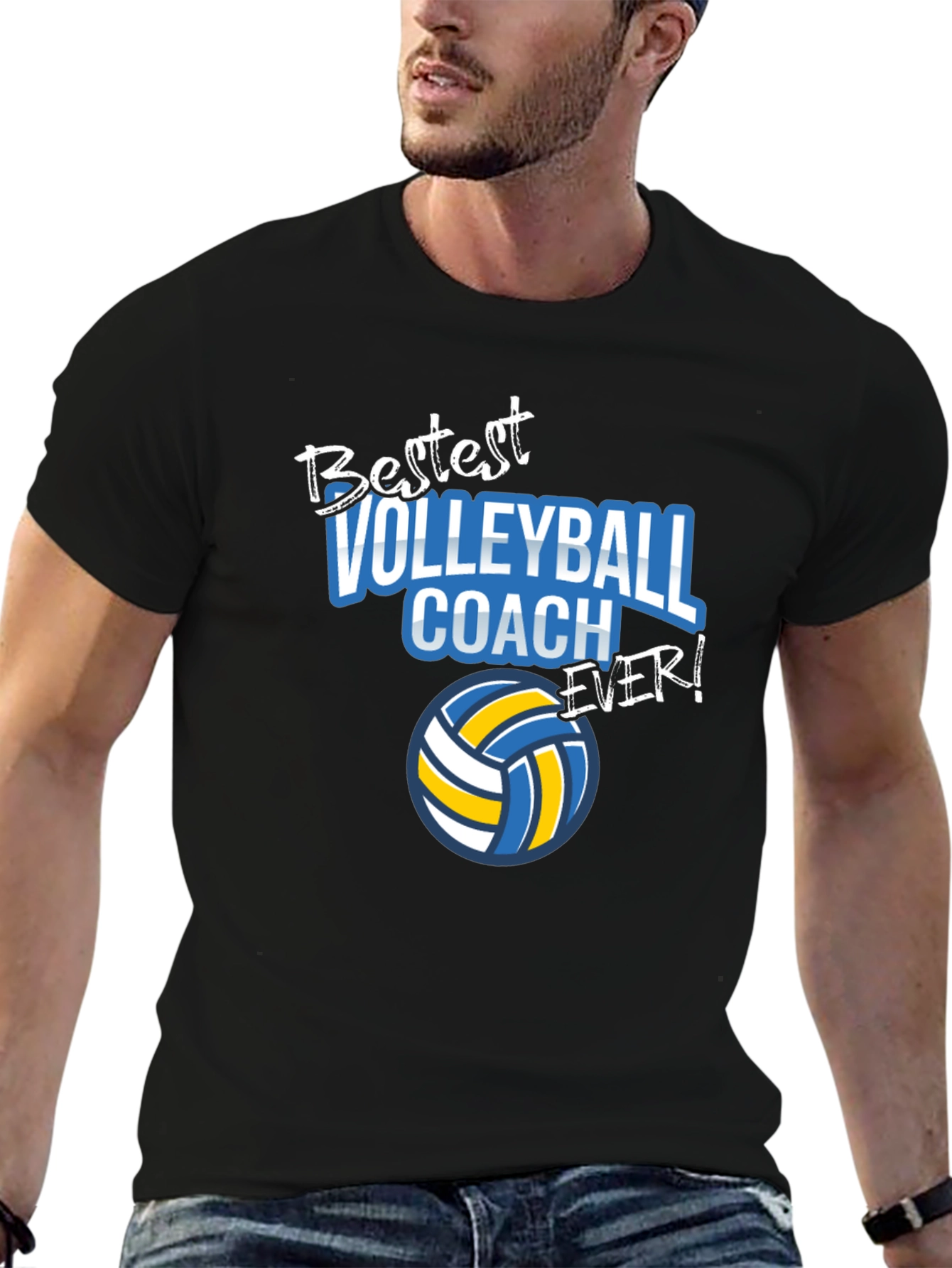 Black Bestest Volleyball Coach Ever! T-Shirt view 6